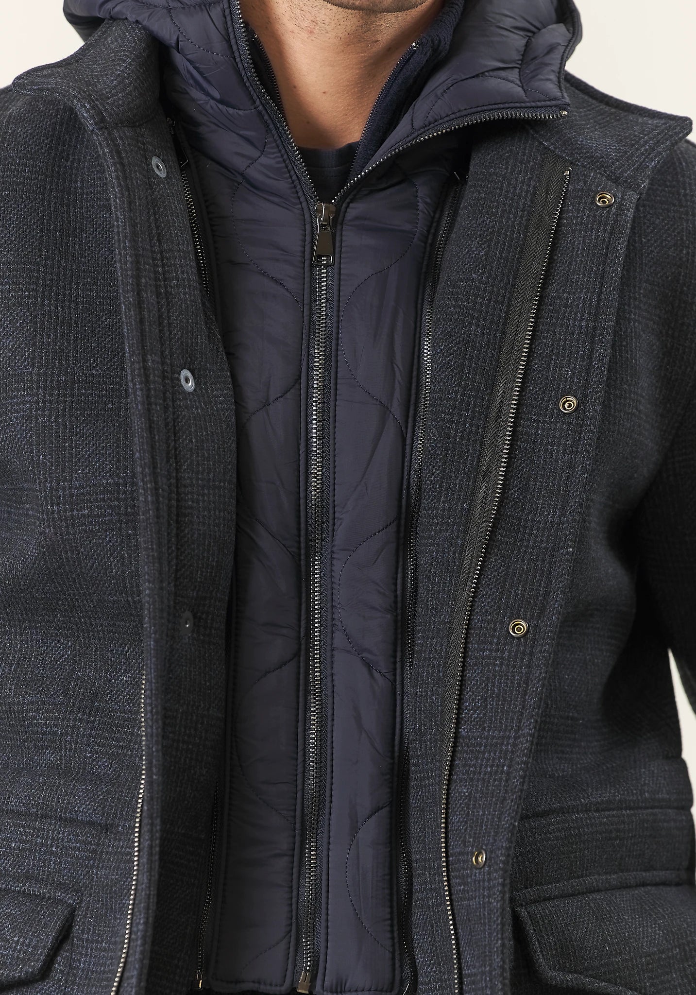 Giaccone blu Galles tessuto jersey