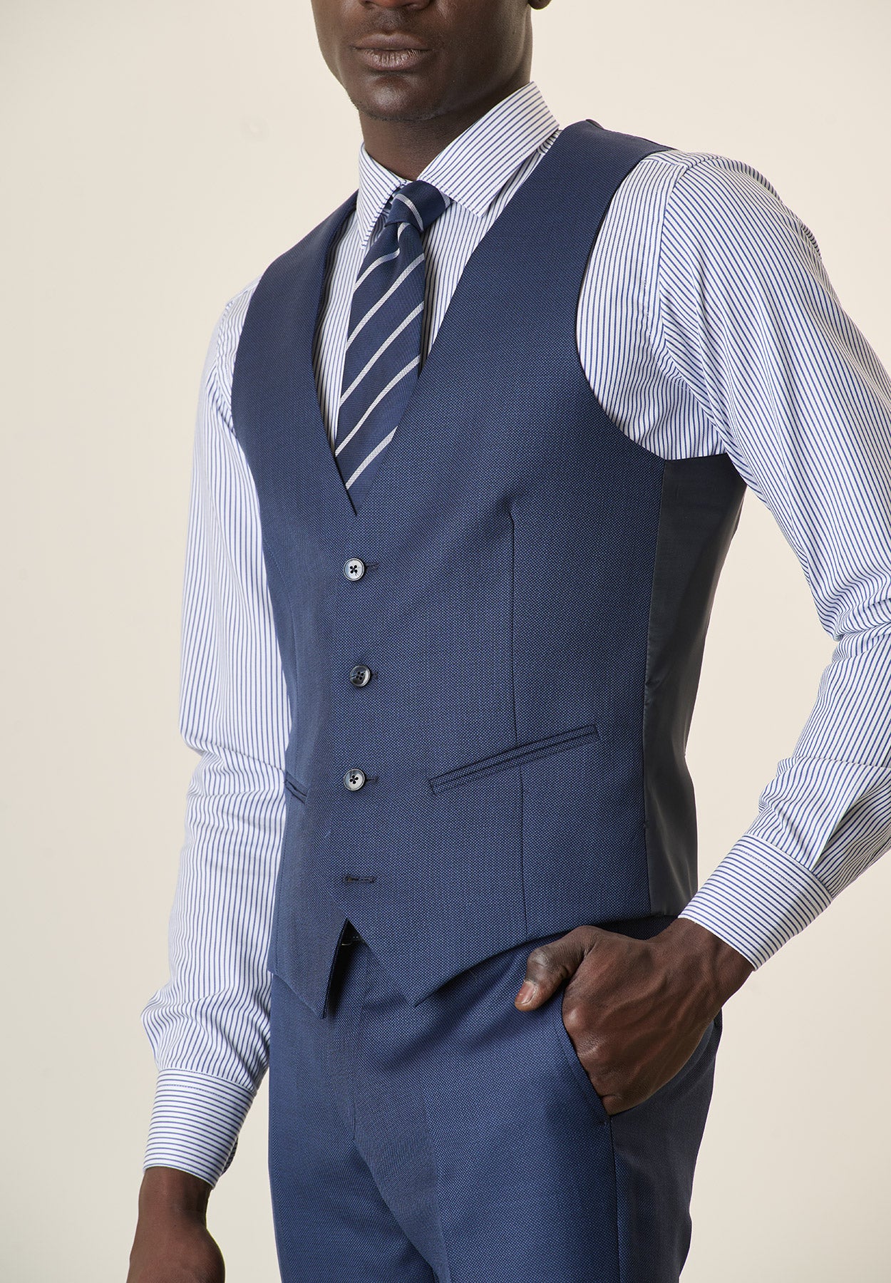 Gilet blu armaturato lana vergine