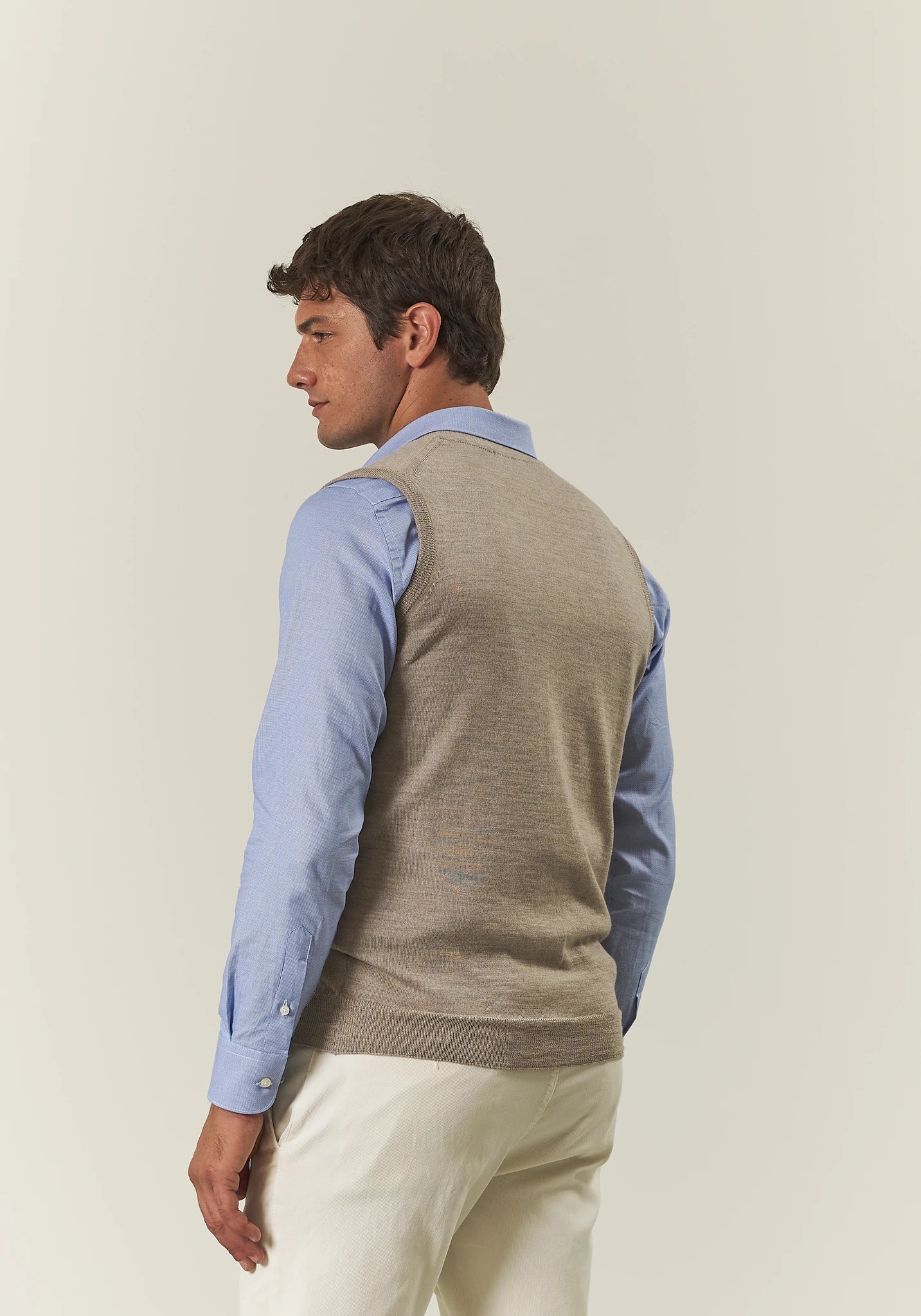 Gilet con bottoni beige lana merinos Harmony