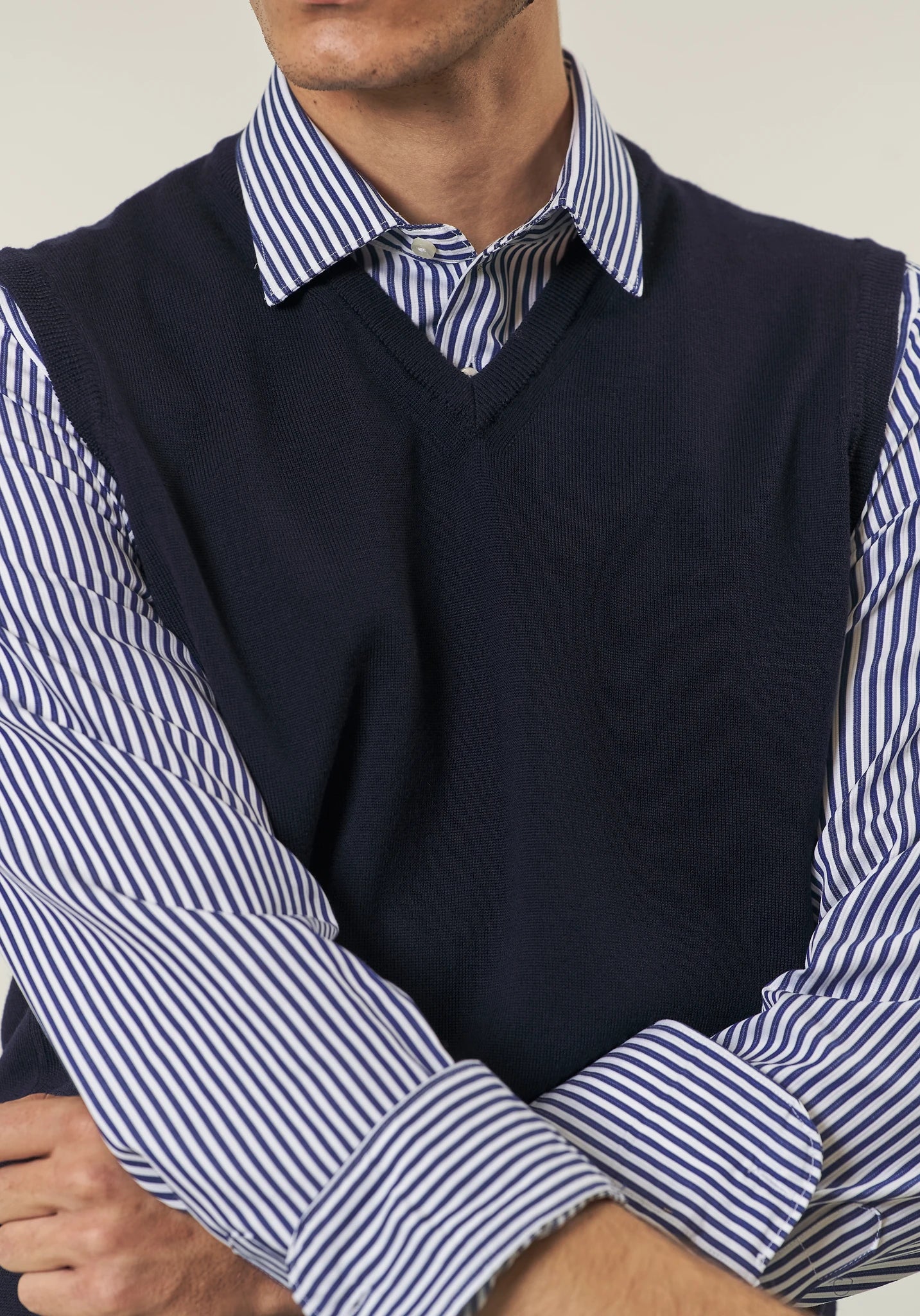 Gilet blu scuro lana merinos Harmony
