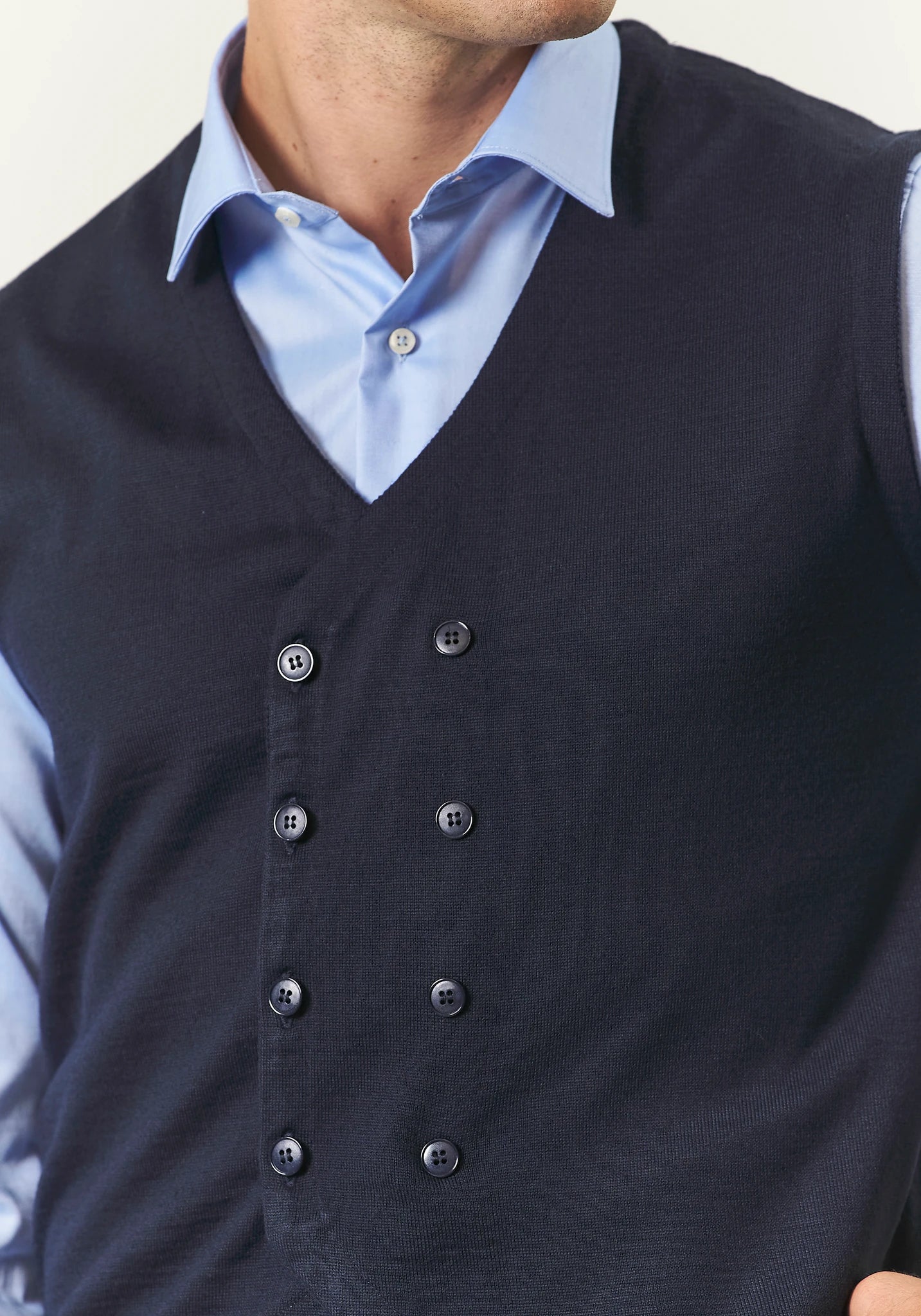 Gilet blu doppiopetto misto lana