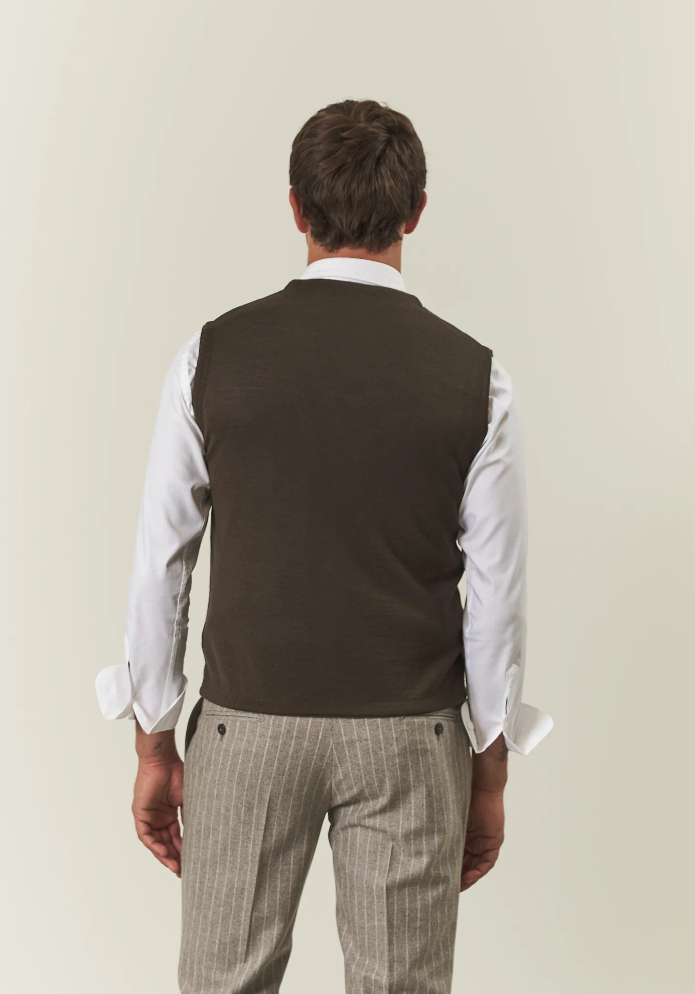 Gilet marrone doppiopetto misto lana