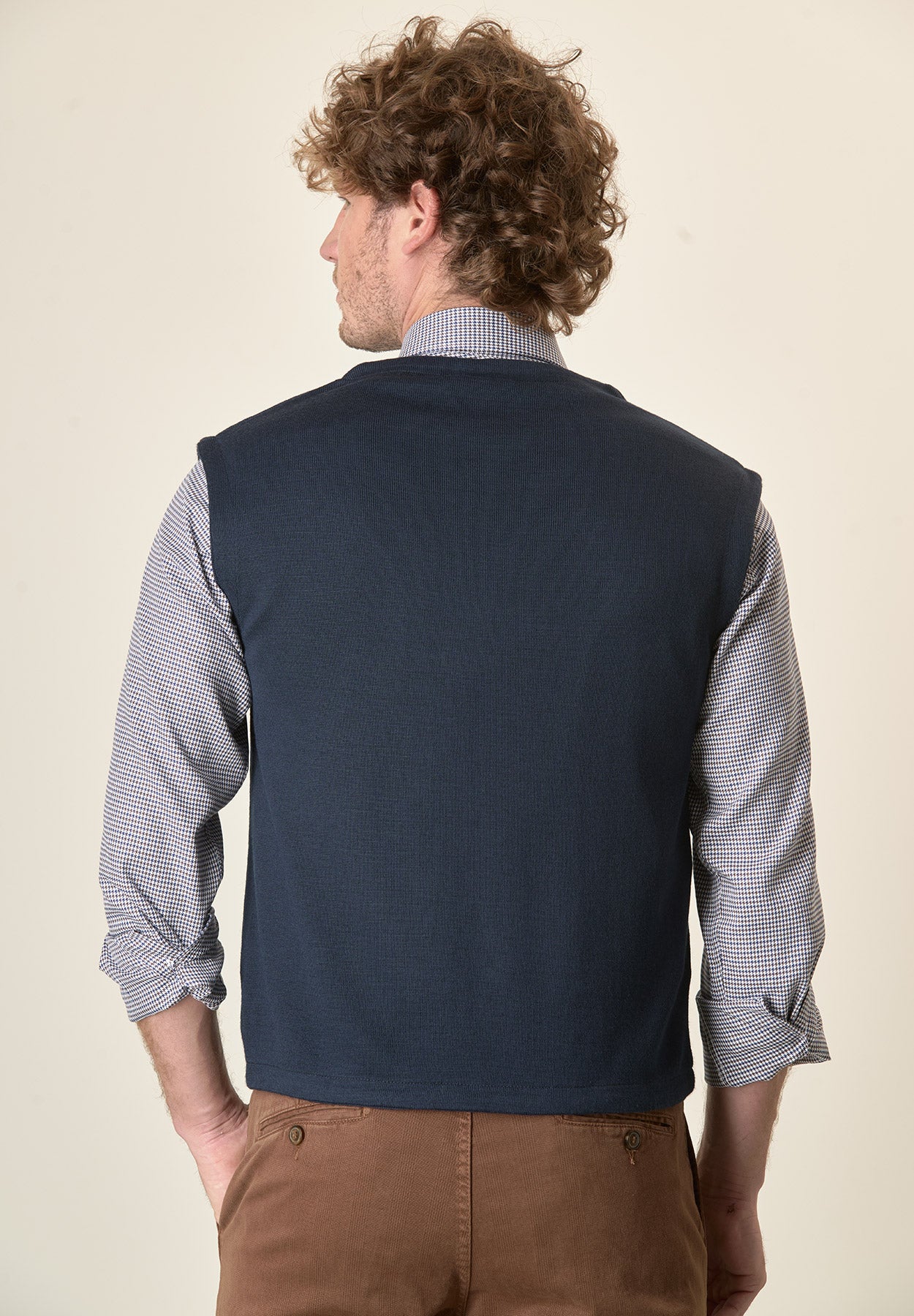 Gilet blu doppiopetto misto lana-Angelico