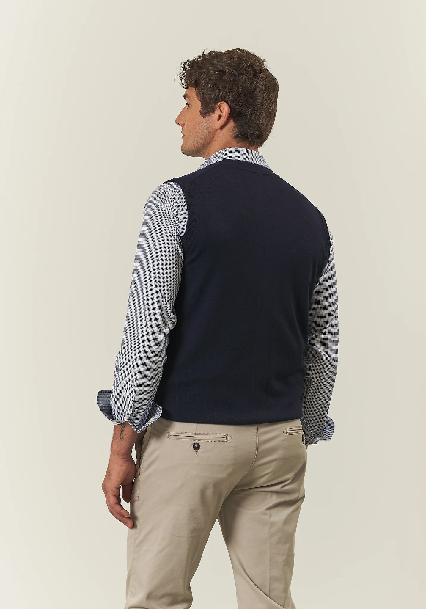 Gilet con bottoni blu lana merinos Harmony