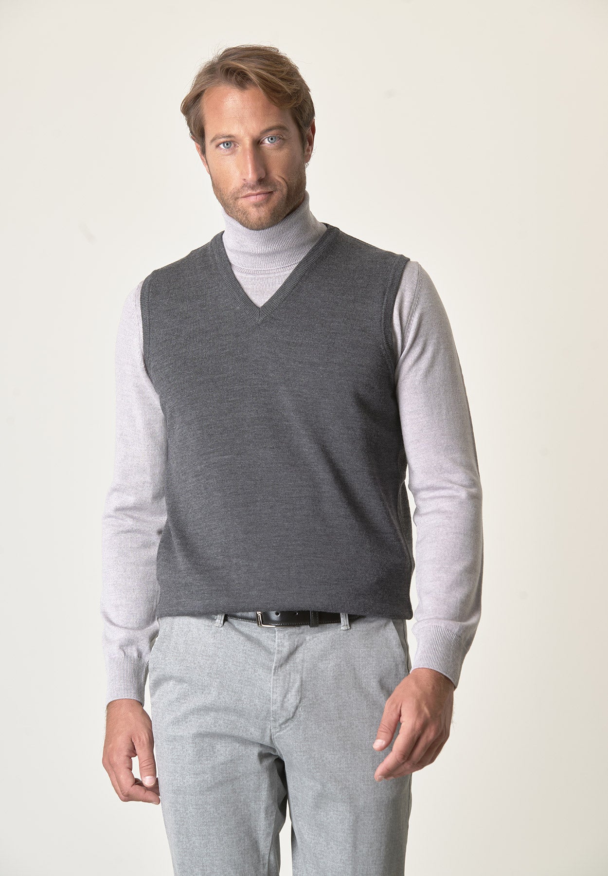 Gilet grigio scuro lana merinos extrafine-Angelico