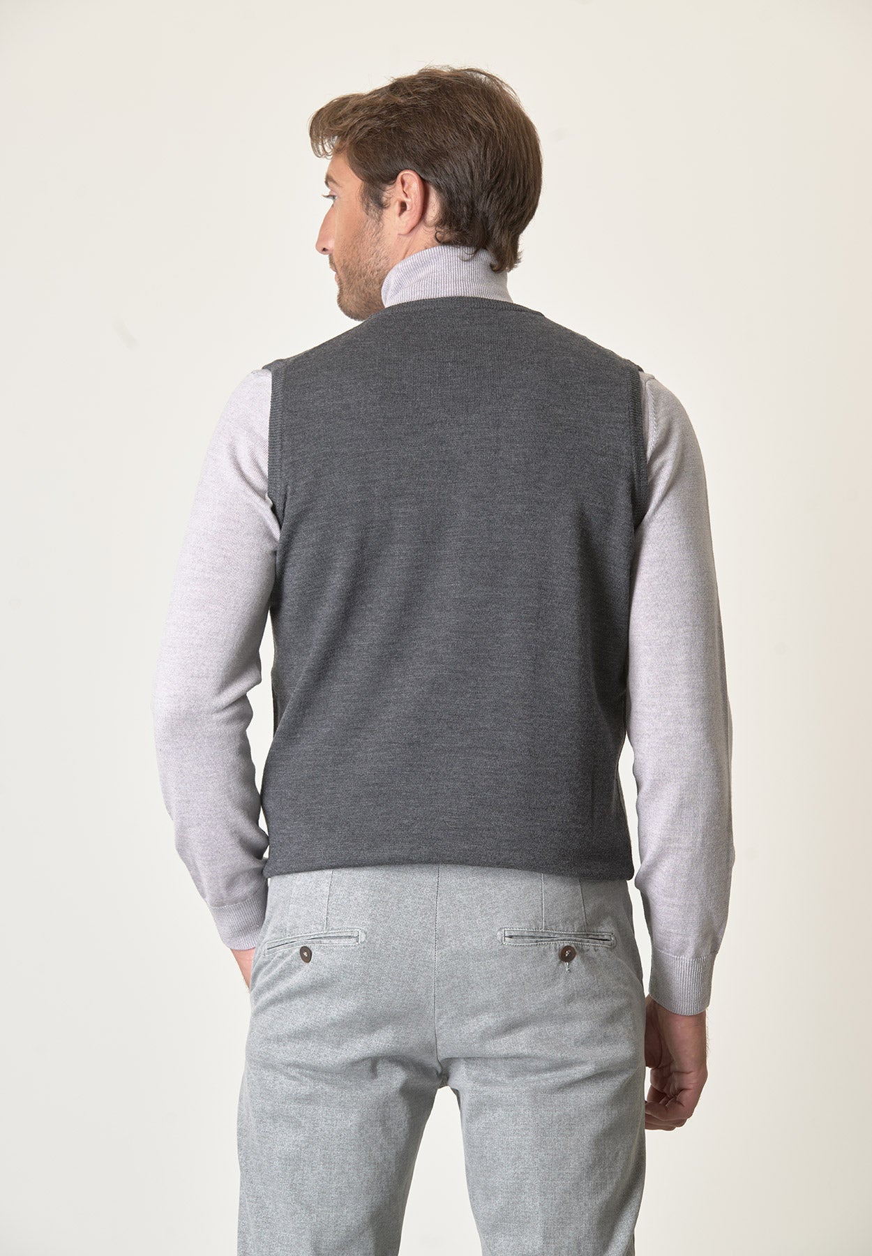 Gilet grigio scuro lana merinos extrafine-Angelico
