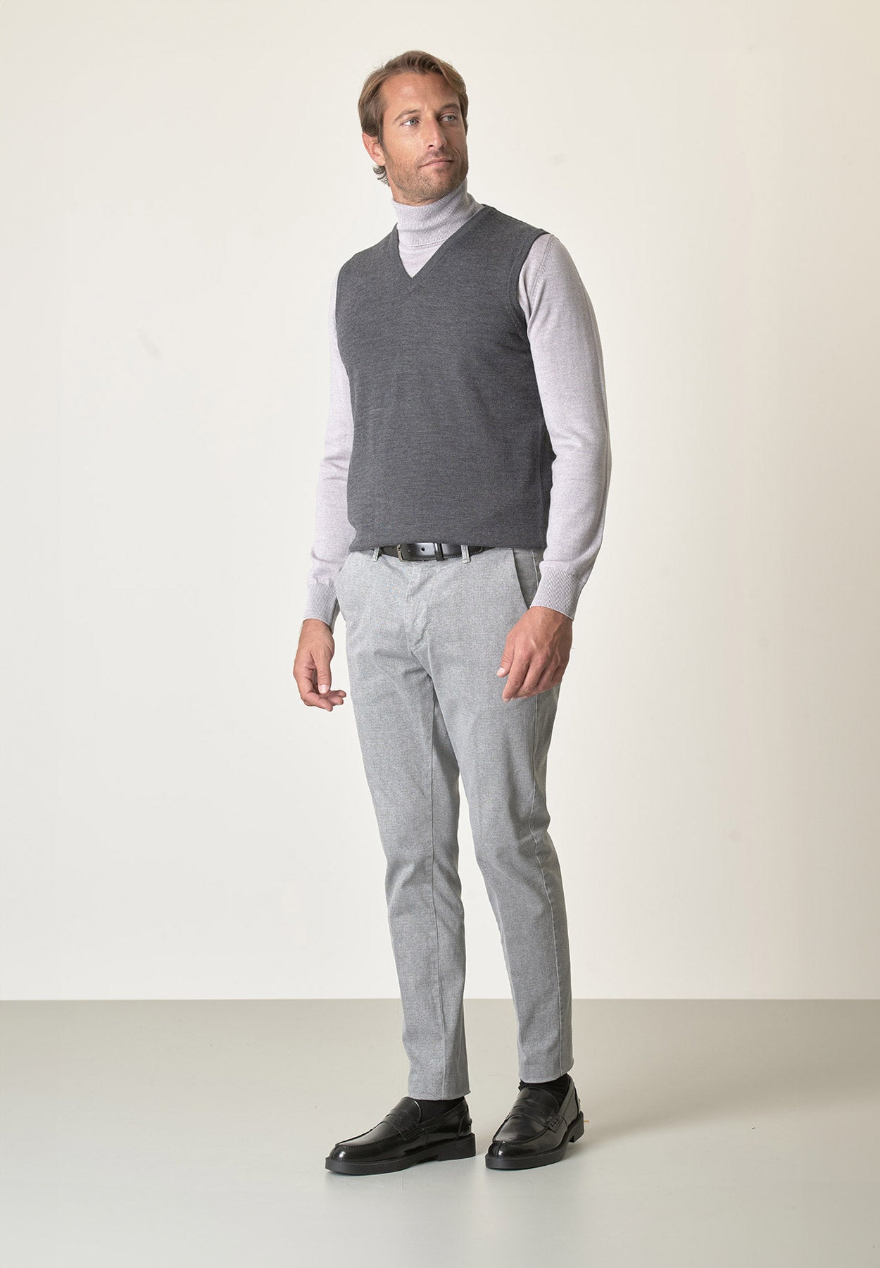 Gilet grigio scuro lana merinos extrafine-Angelico