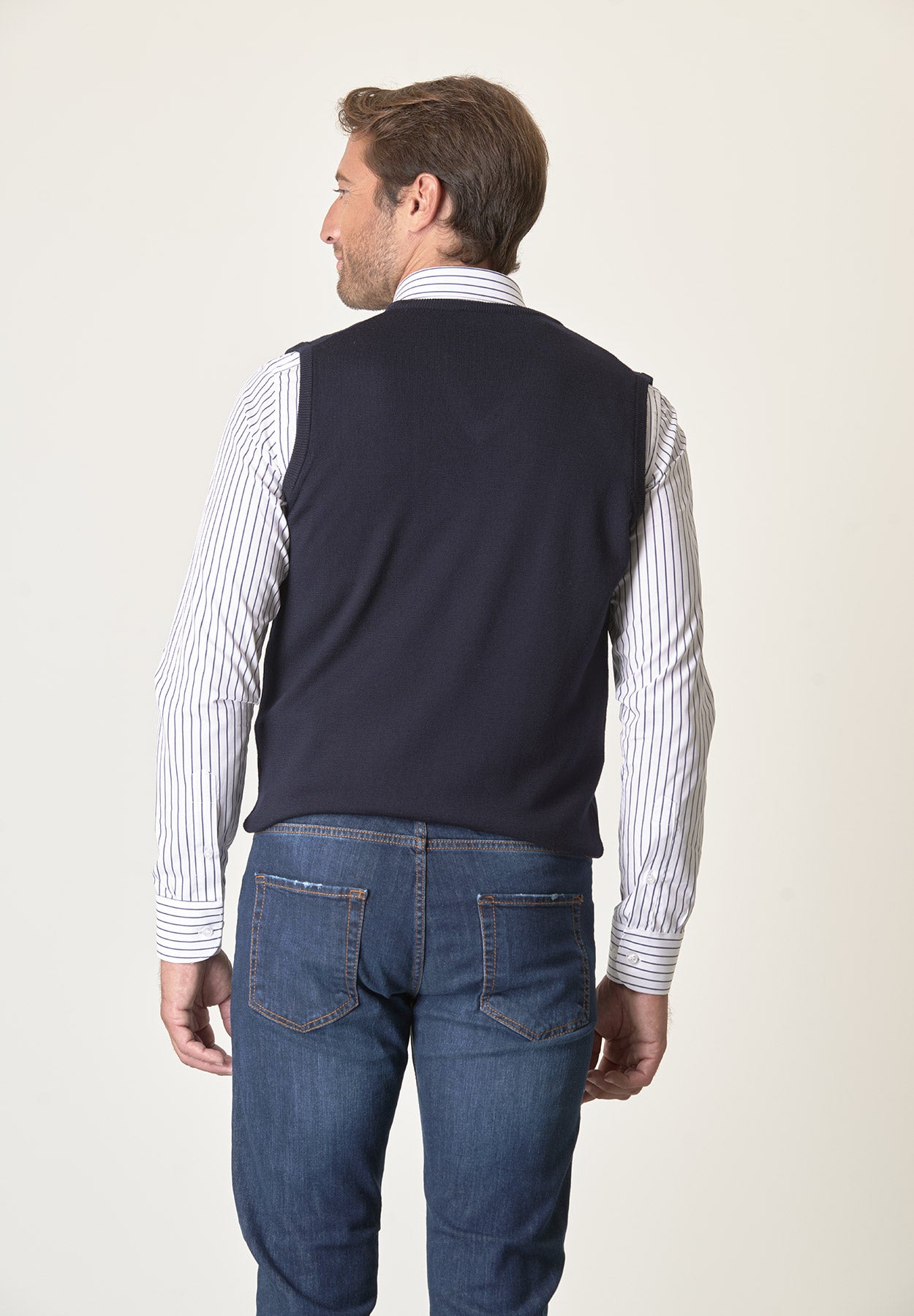 Gilet blu lana merinos extrafine-Angelico
