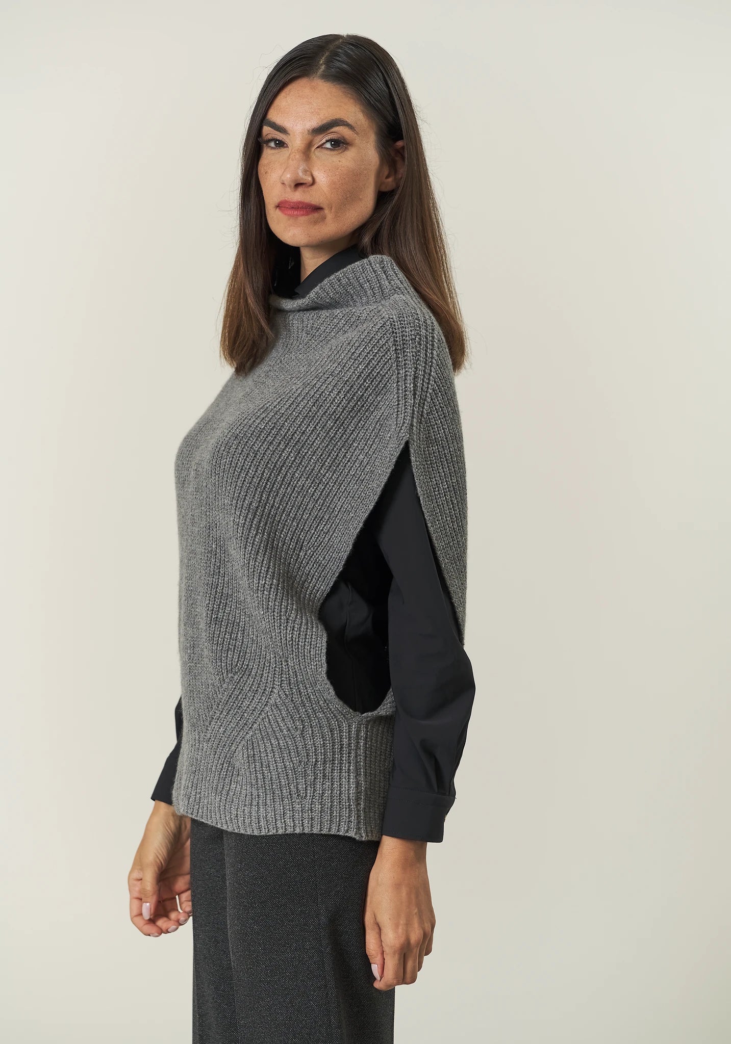 Gilet grigio chiaro misto cashmere