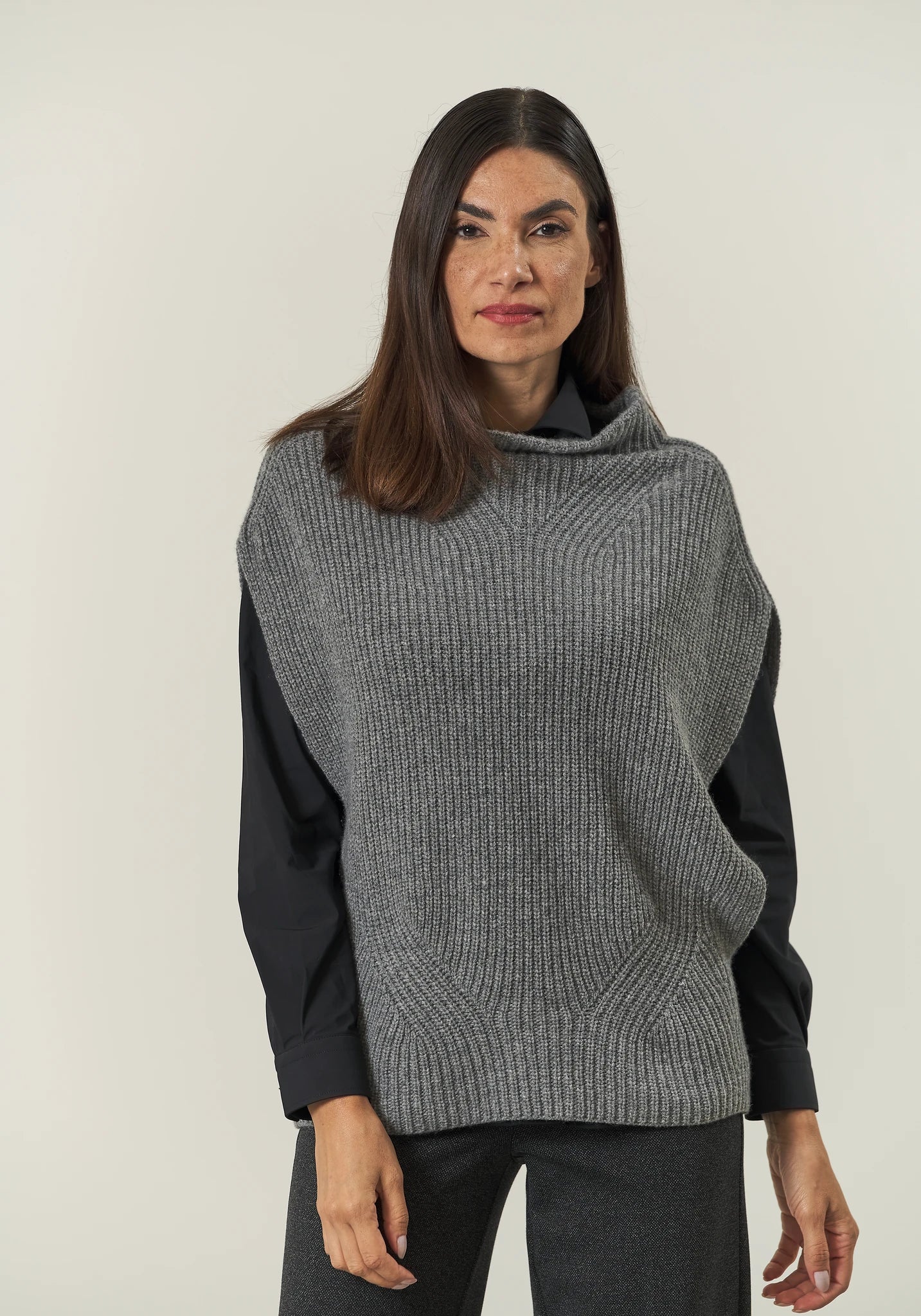 Gilet grigio chiaro misto cashmere