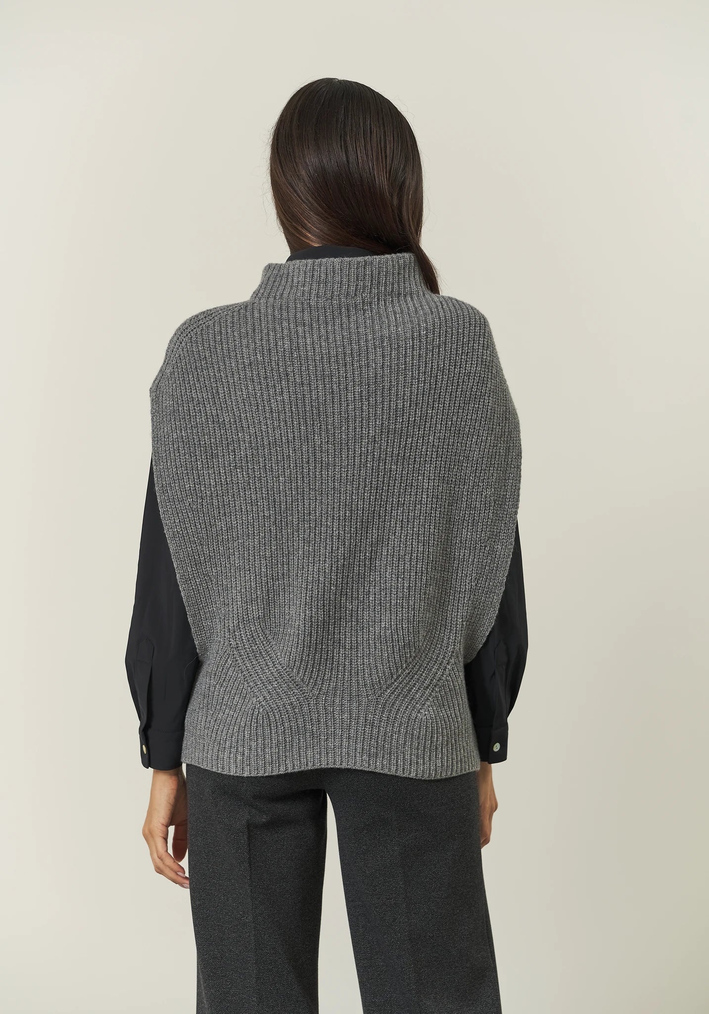 Gilet grigio chiaro misto cashmere