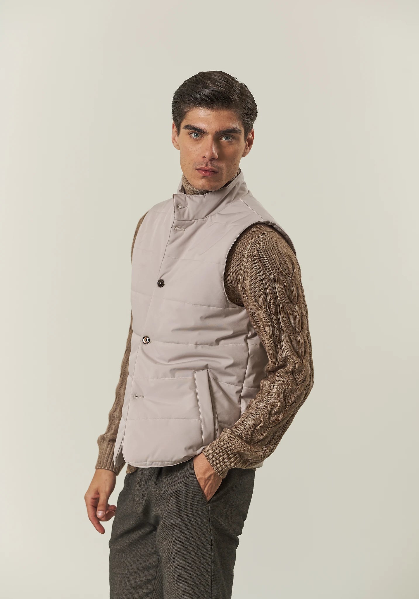 Gilet ghiaccio trapuntato con bottoni Angelico 1