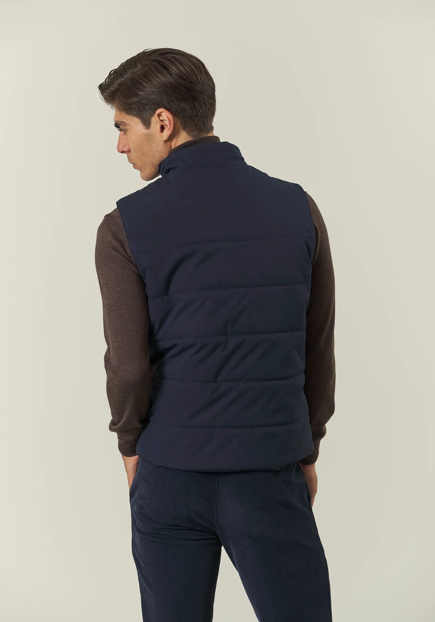 Gilet blu navy trapuntato con bottoni Angelico 3