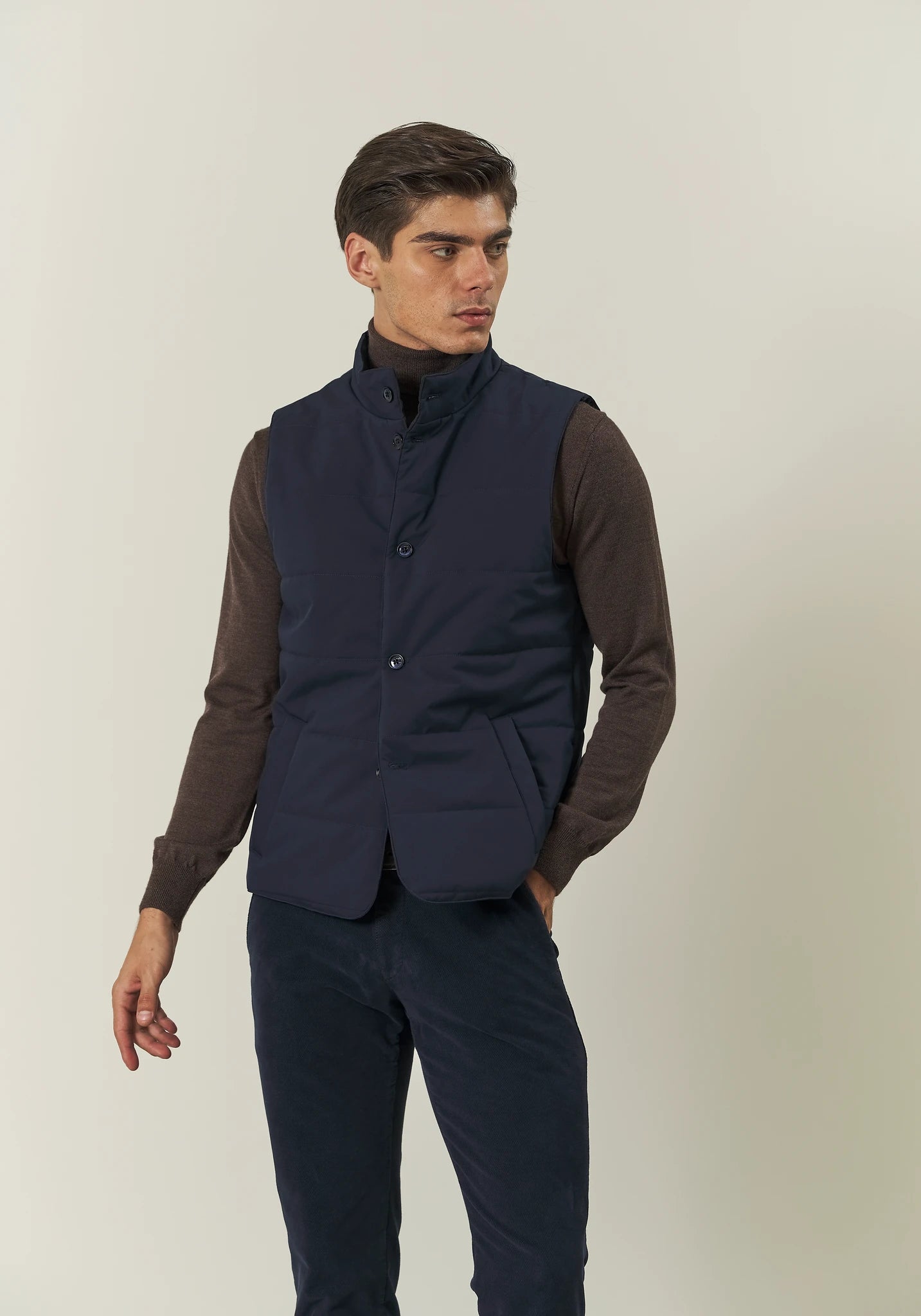 Gilet blu navy trapuntato con bottoni Angelico 1