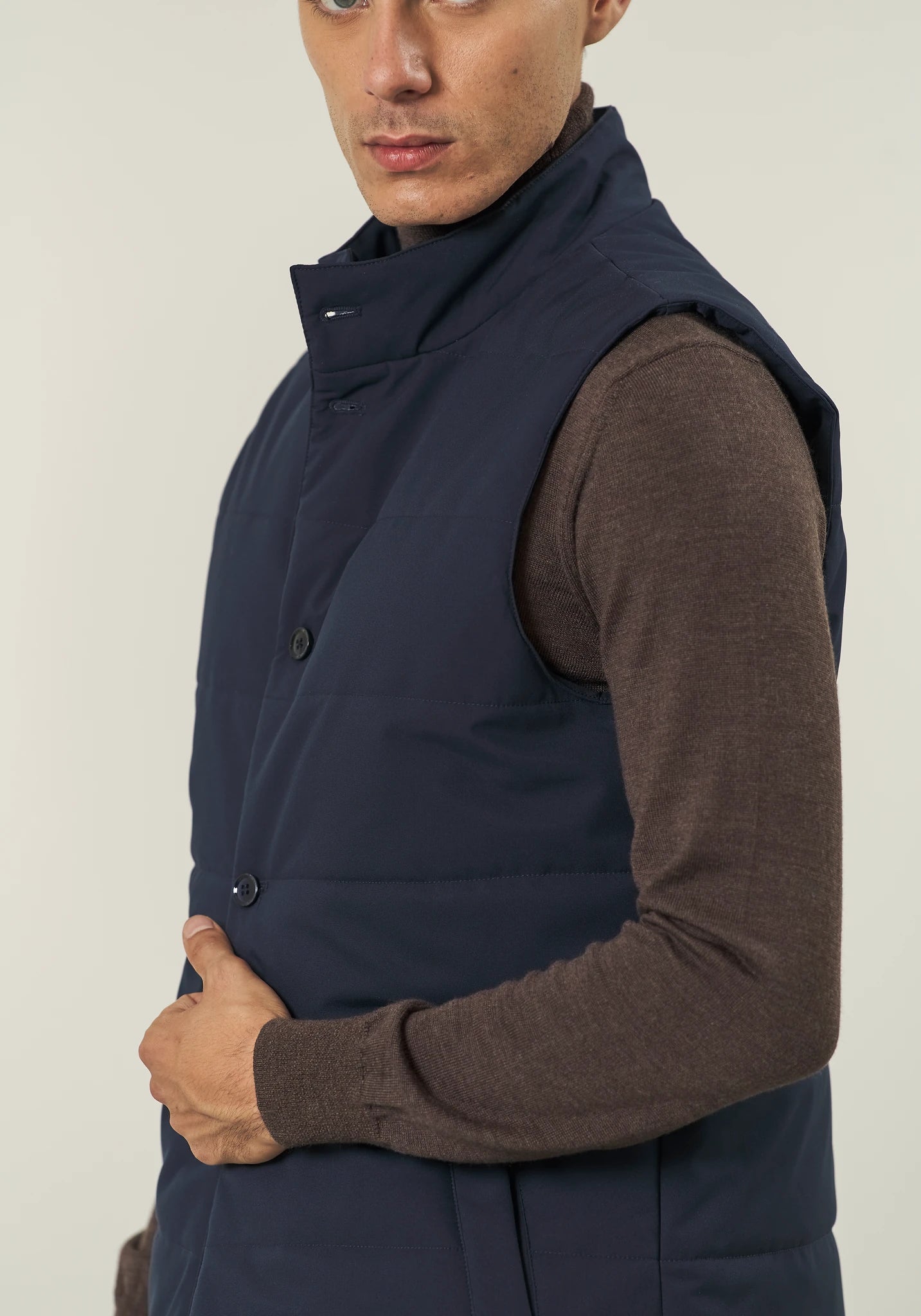 Gilet blu navy trapuntato con bottoni Angelico 2