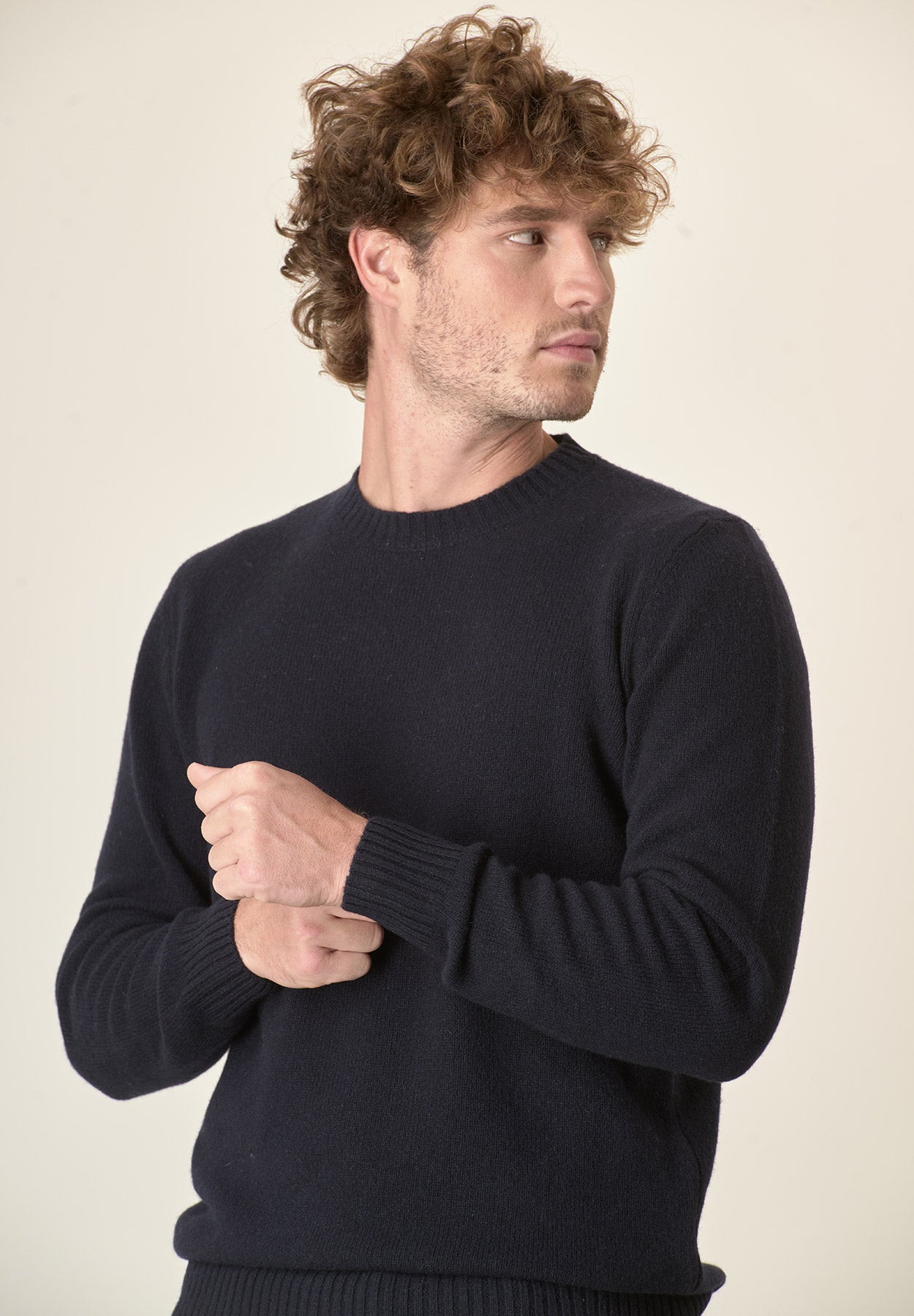 Girocollo blu puro cashmere-Angelico