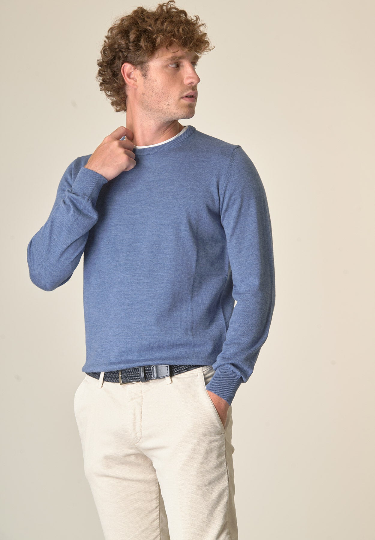 Girocollo avio lana merinos extrafine-Angelico