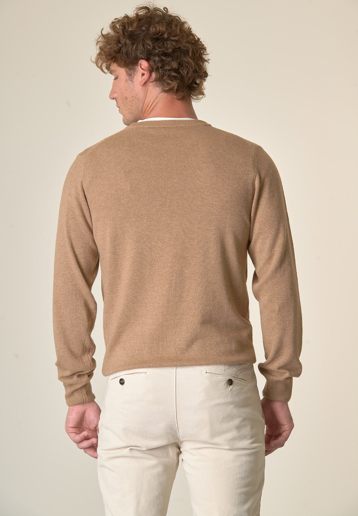 Girocollo cammello misto cashmere-Angelico