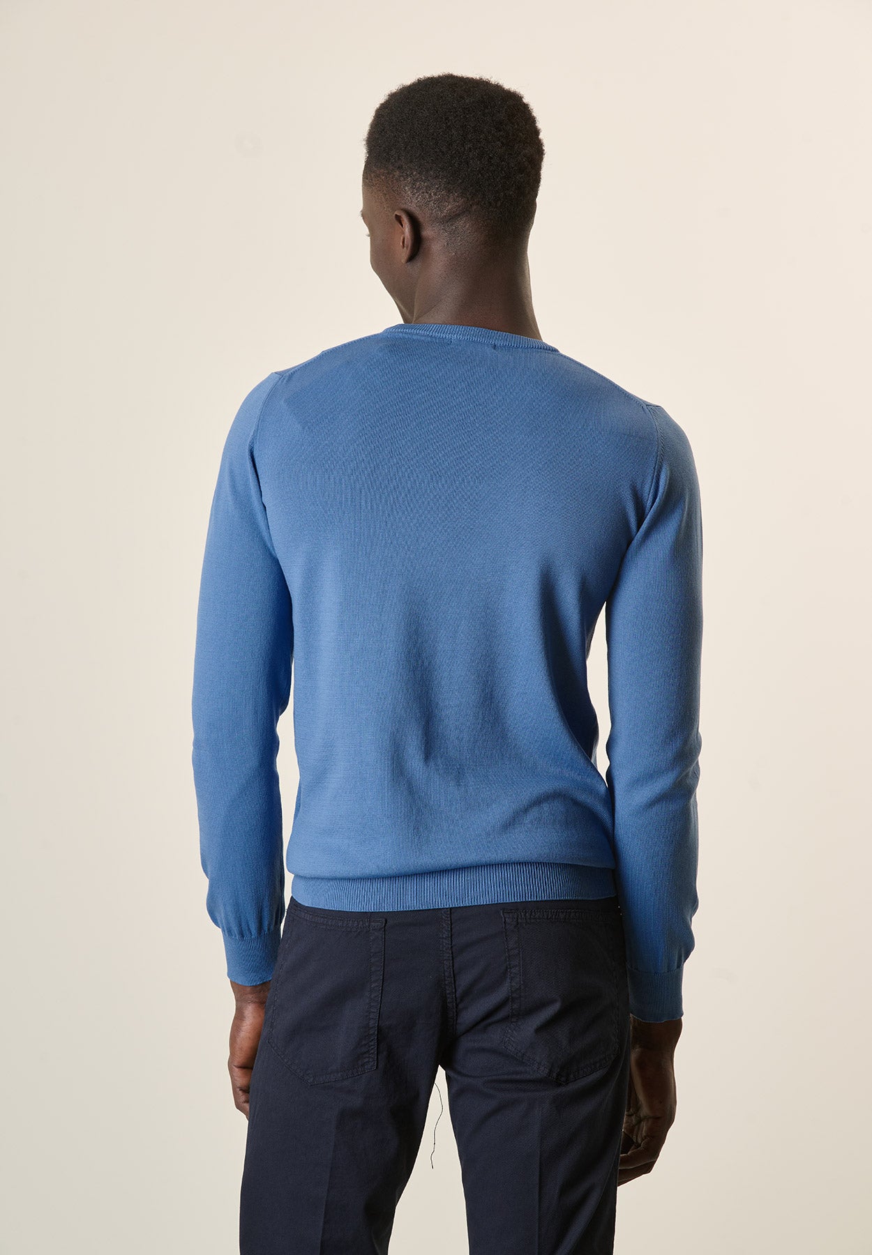 Girocollo azzurro denim cotone
