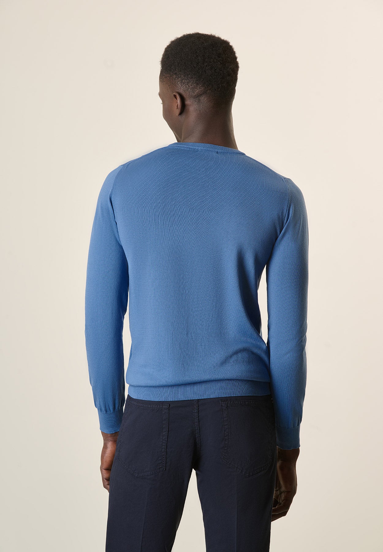 Girocollo azzurro denim cotone