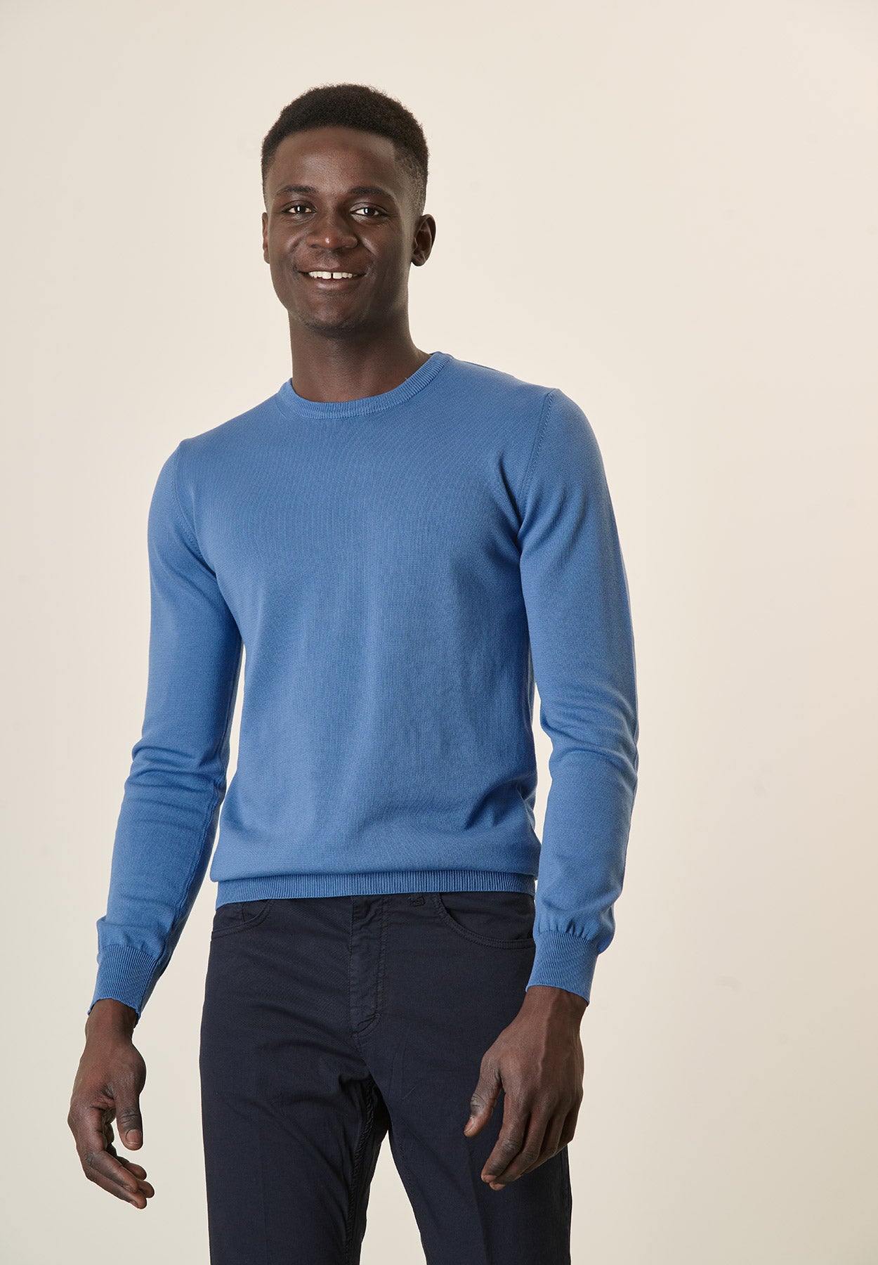 Girocollo azzurro denim cotone