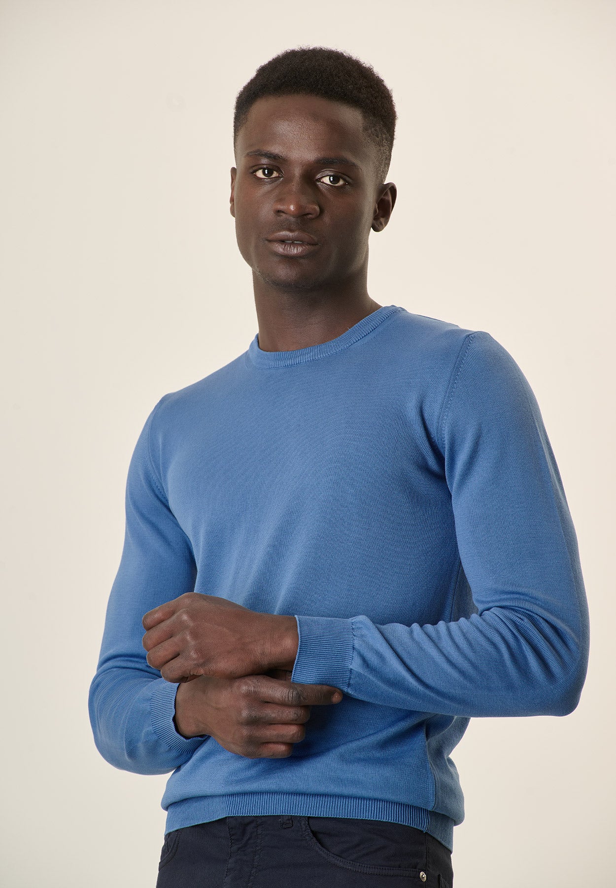 Girocollo azzurro denim cotone