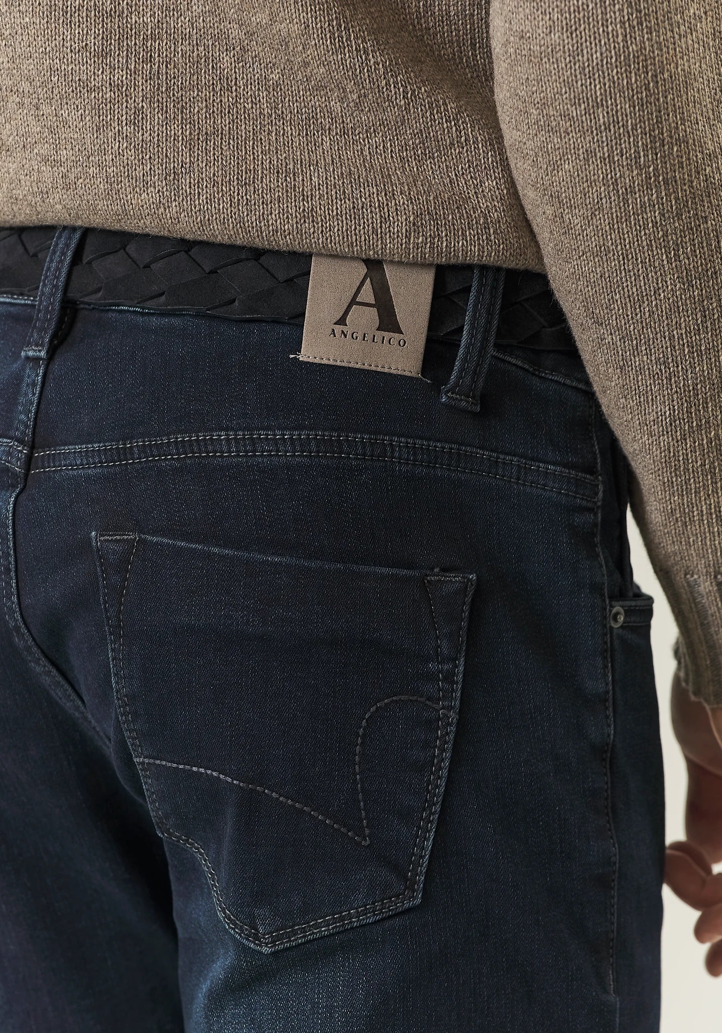 Jeans scuro felpato cotone stretch slim fit