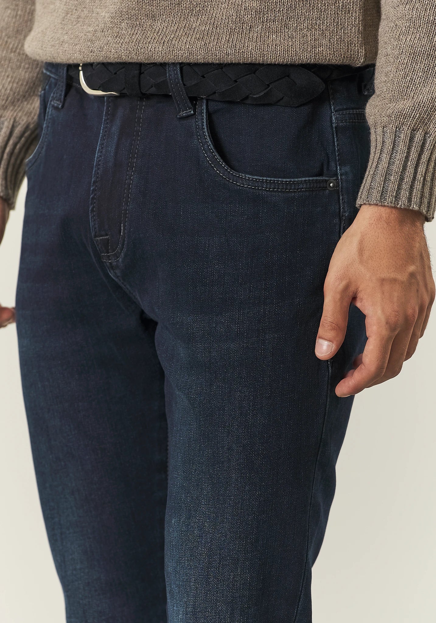 Jeans scuro felpato cotone stretch slim fit