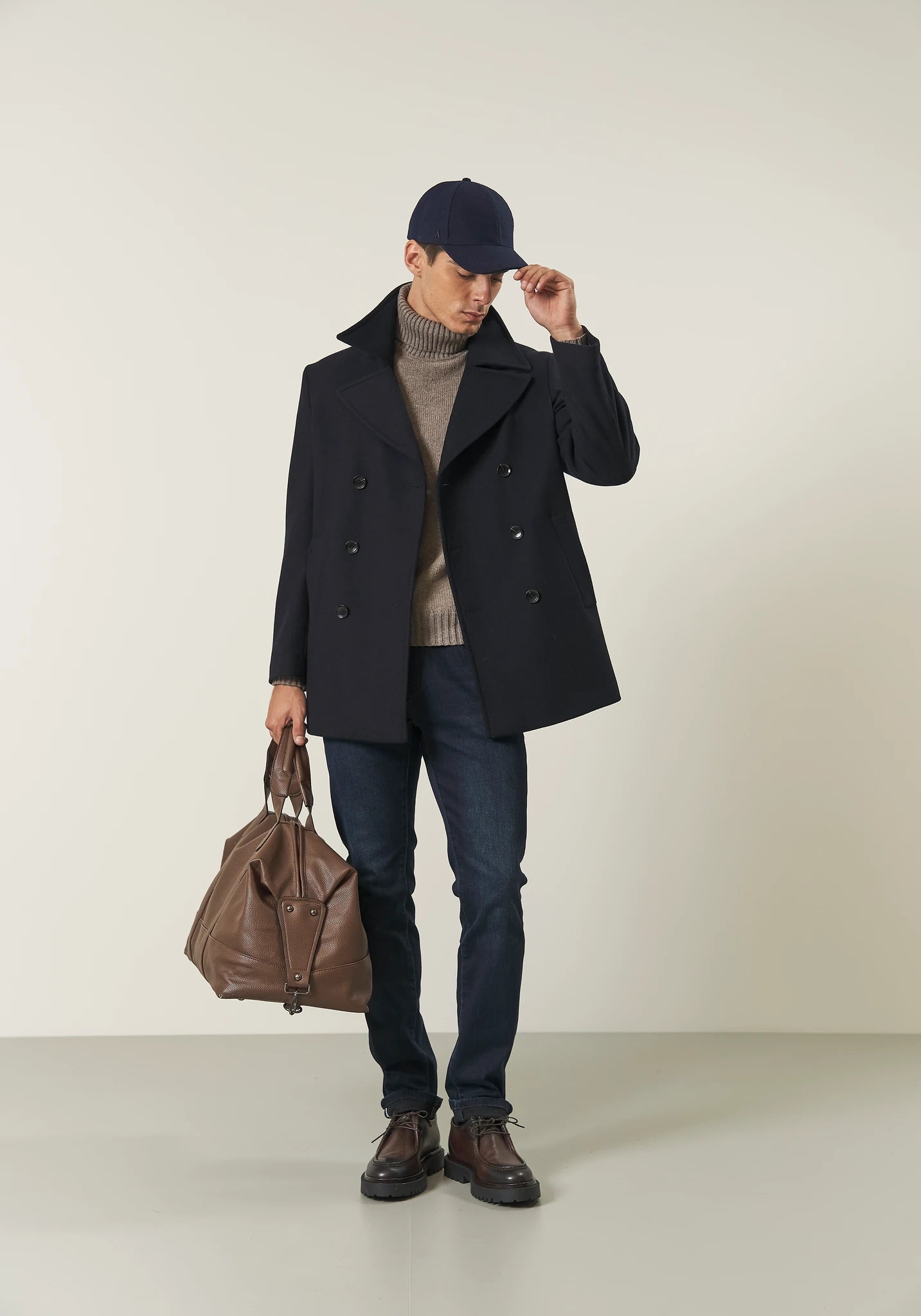 Jeans scuro felpato cotone stretch slim fit