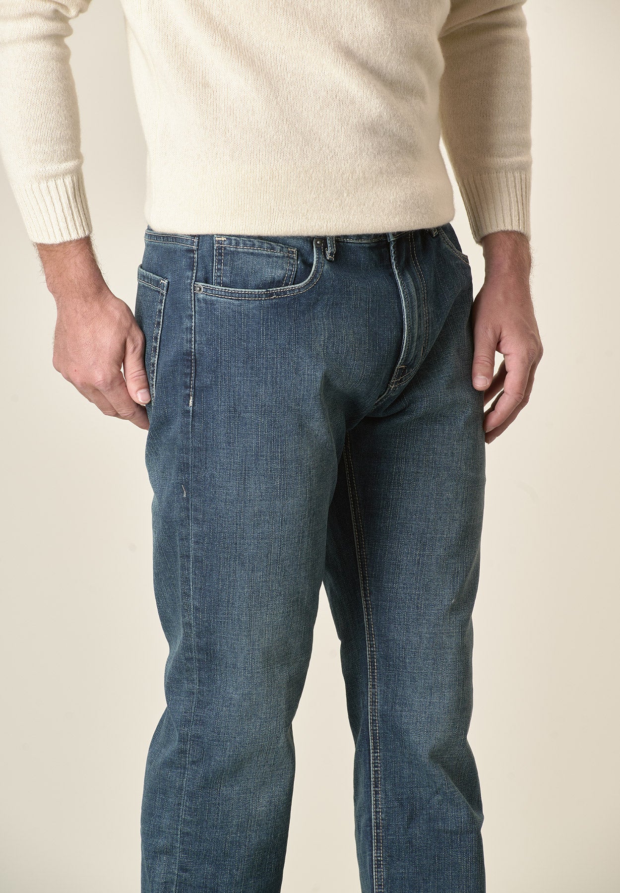 Jeans scuro 5 Tasche cotone stretch regular fit-Angelico