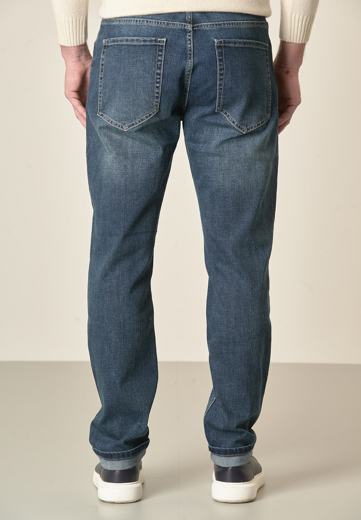 Jeans scuro 5 Tasche cotone stretch regular fit-Angelico