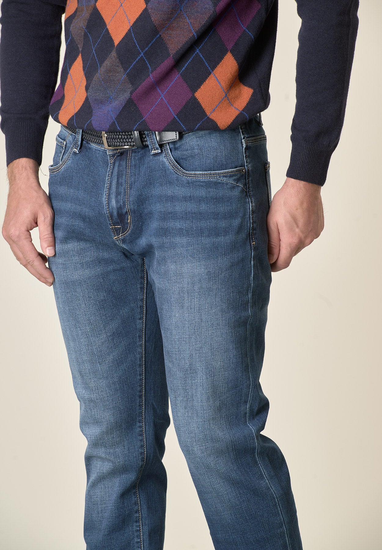 Jeans medio 5 Tasche cotone stretch slim fit-Angelico