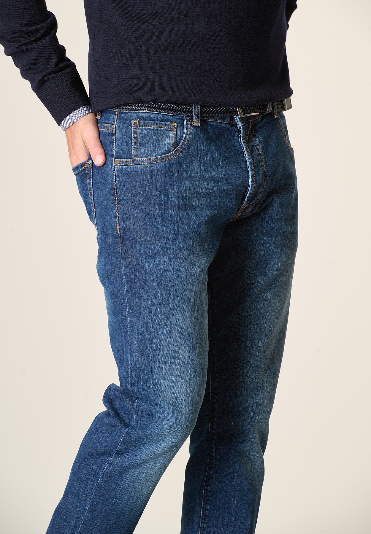 Jeans lavaggio scuro cotone stretch slim fit-Angelico