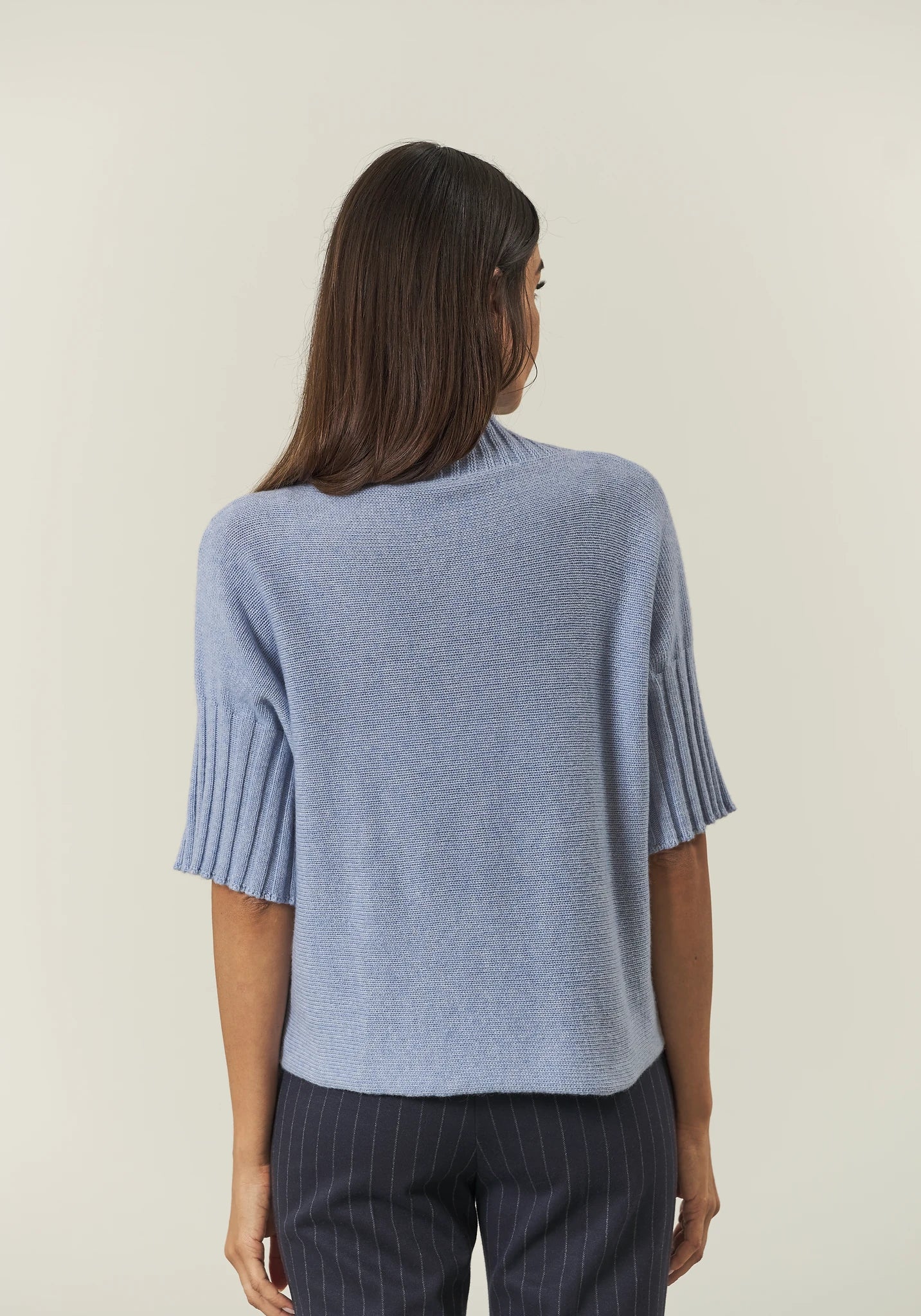 Lupetto azzurro cielo manica 3/4 misto cashmere