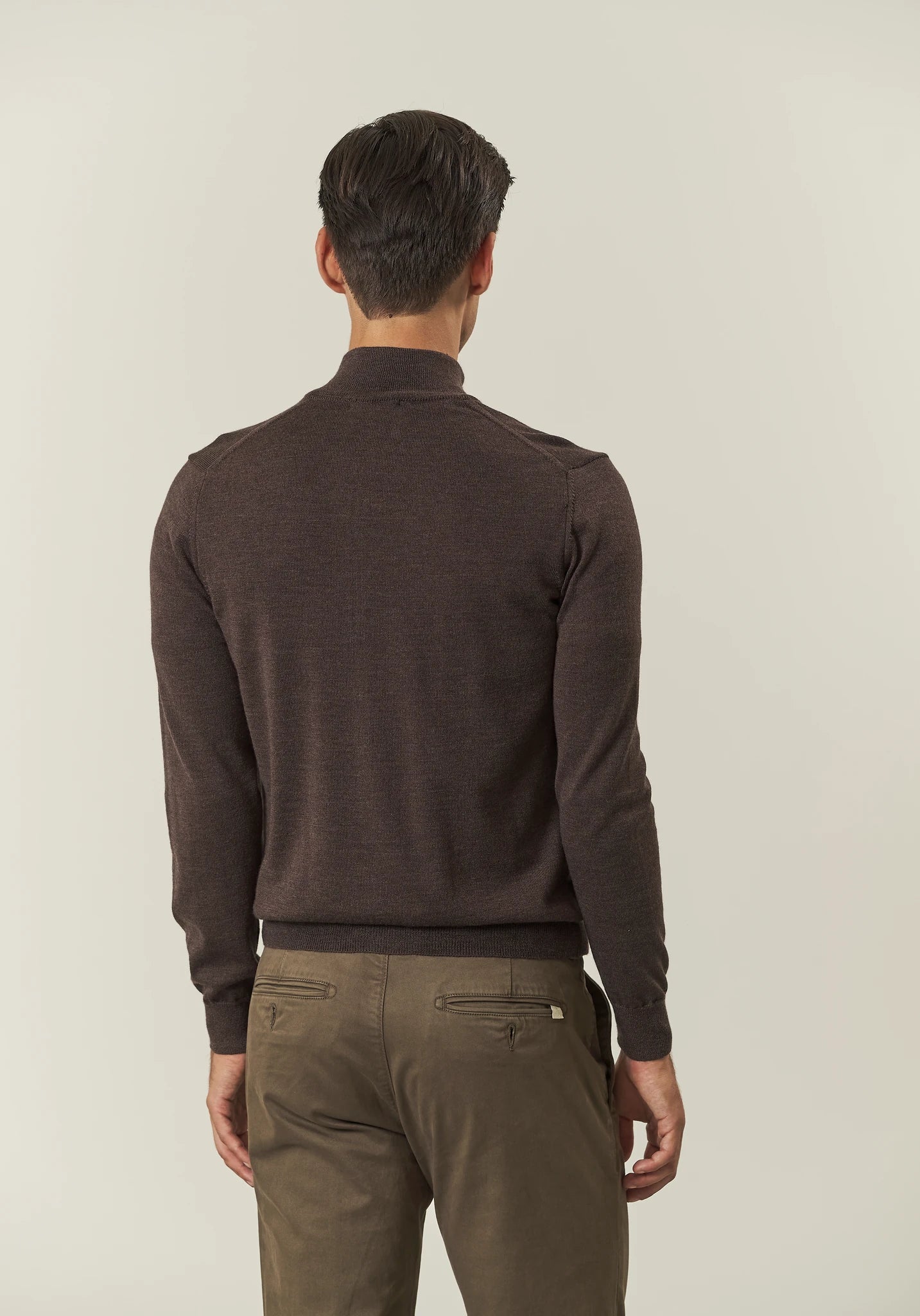 Maglia full zip marrone lana merinos Harmony