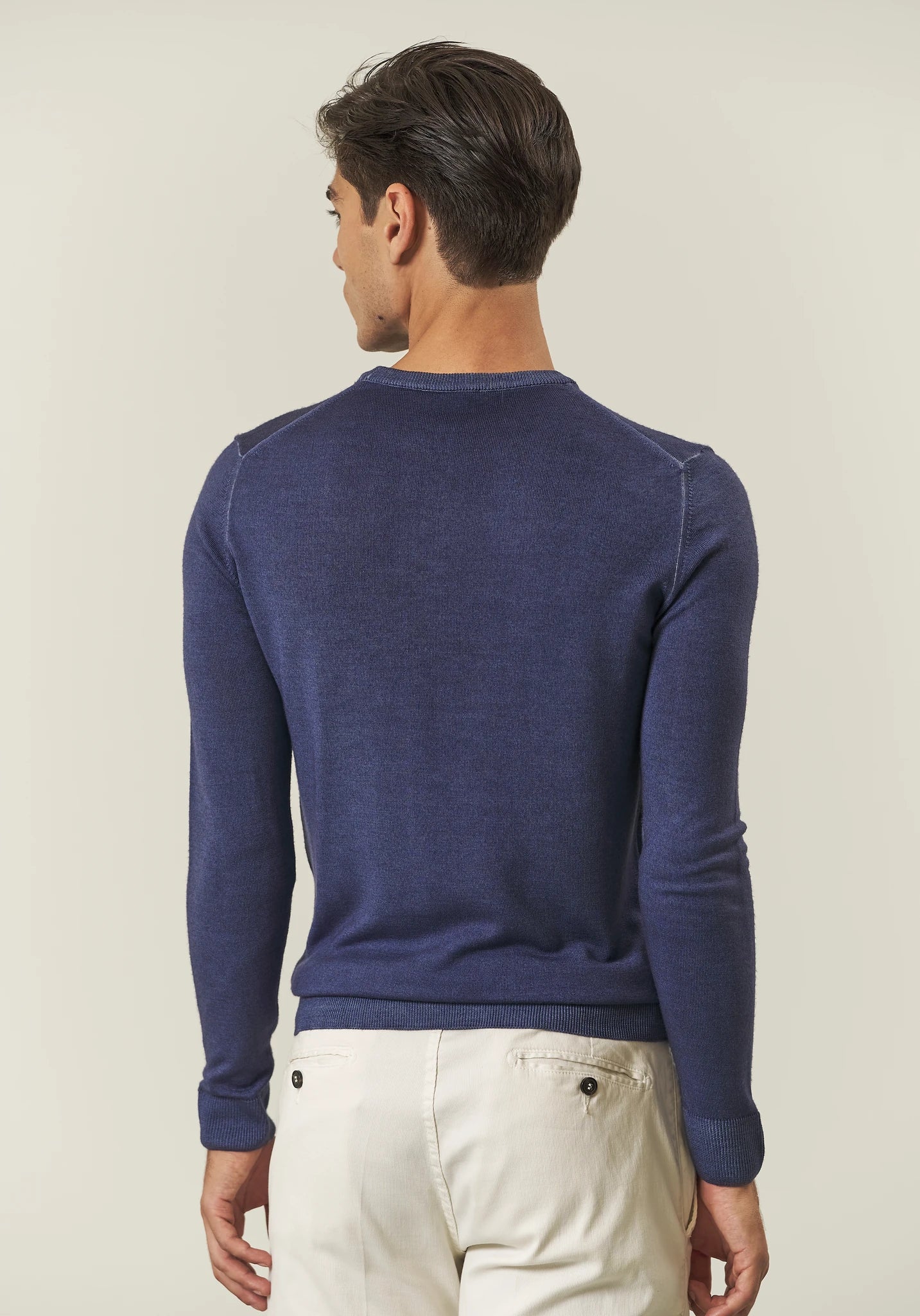 Girocollo jeans lana effetto acidato