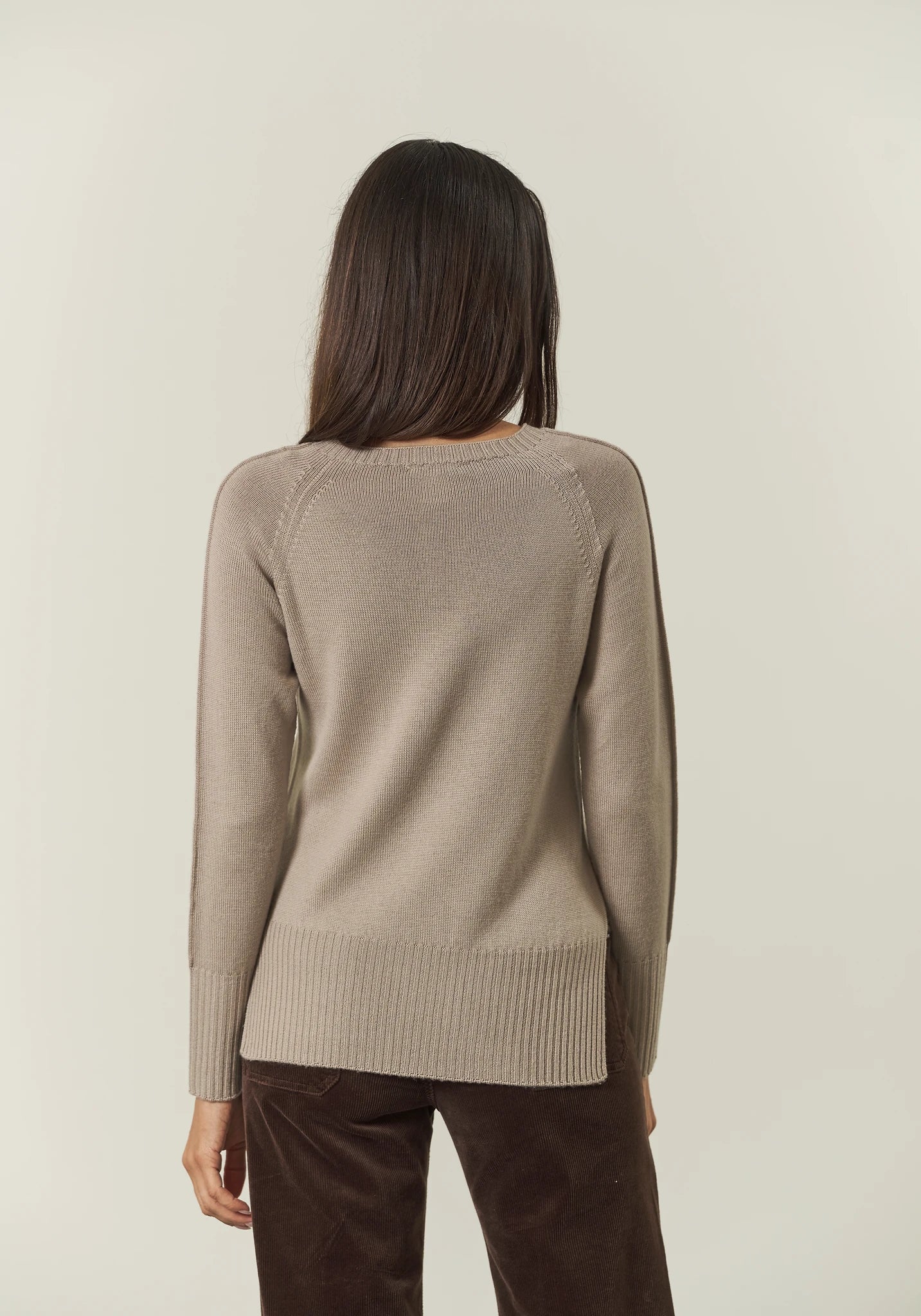 Girocollo beige manica raglan lana merinos Harmony