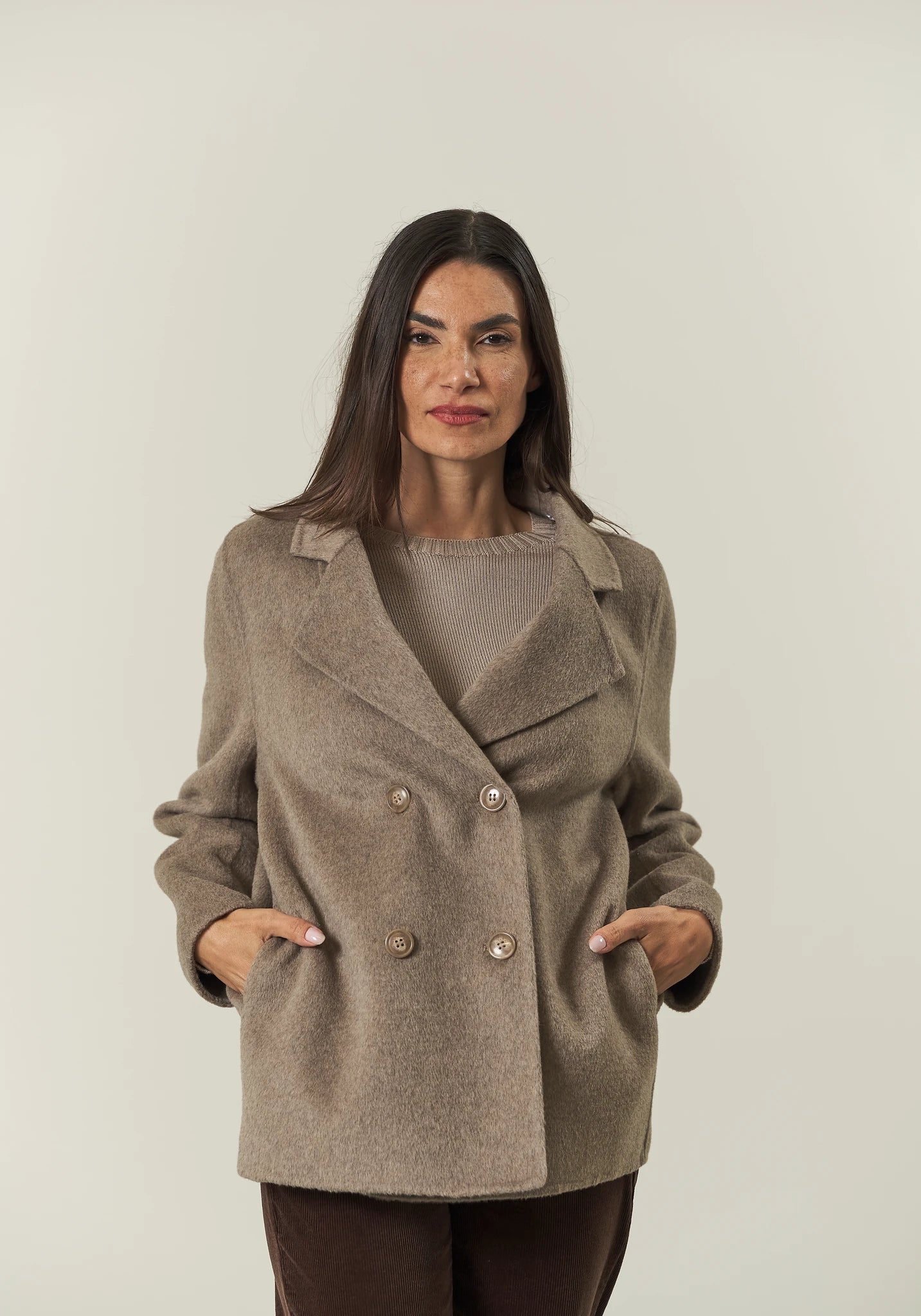 Girocollo beige manica raglan lana merinos Harmony