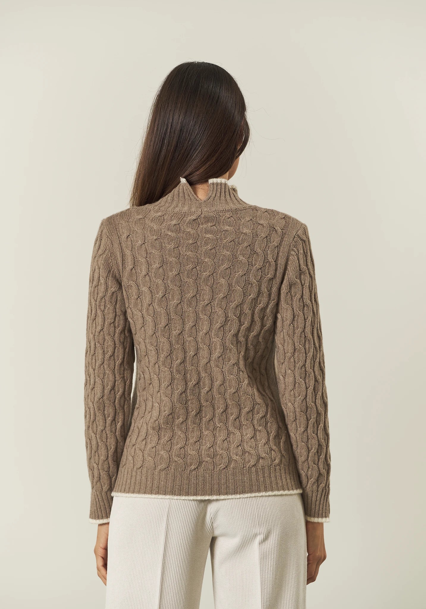 Dolcevita beige treccia misto cashmere