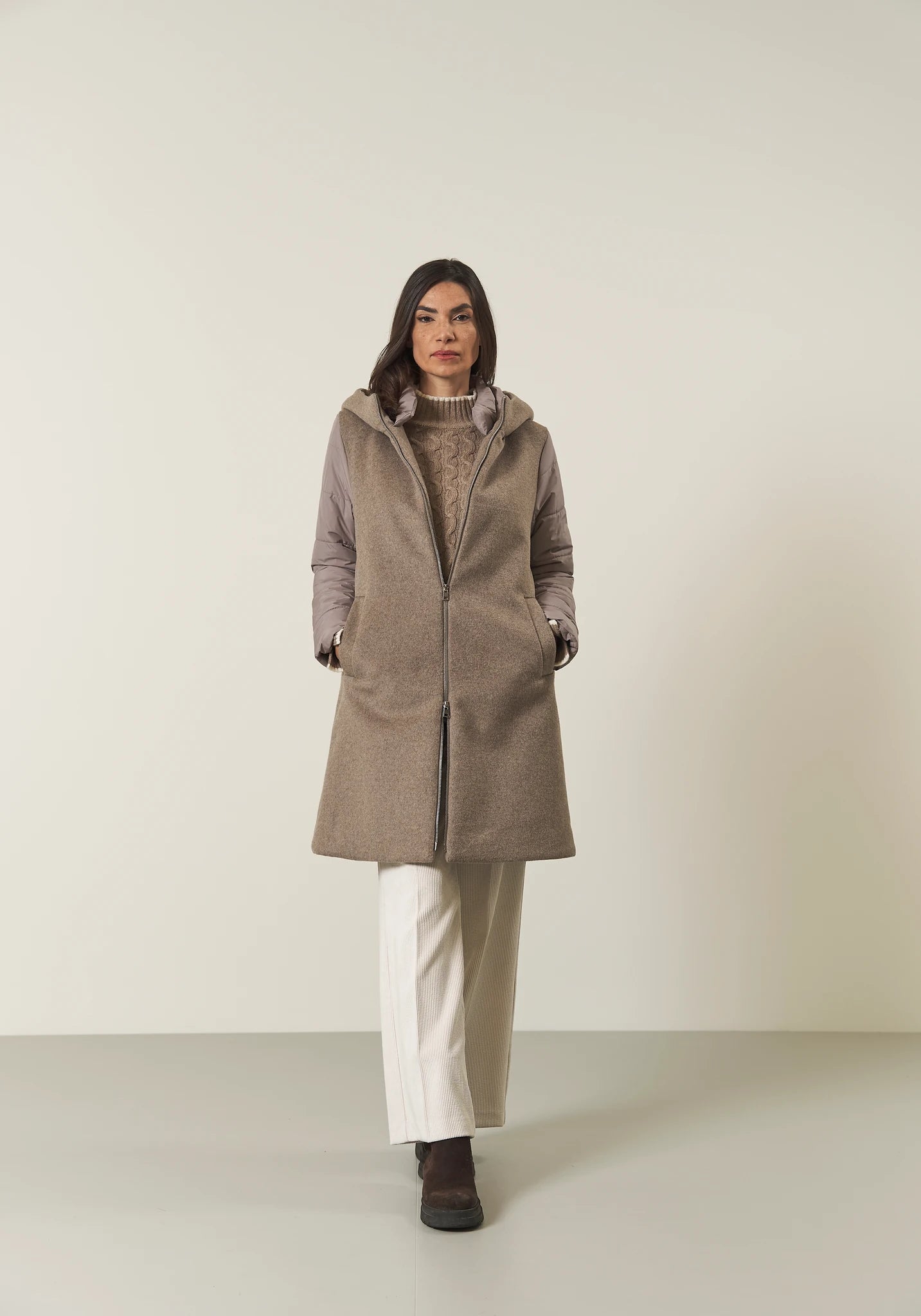 Dolcevita beige treccia misto cashmere