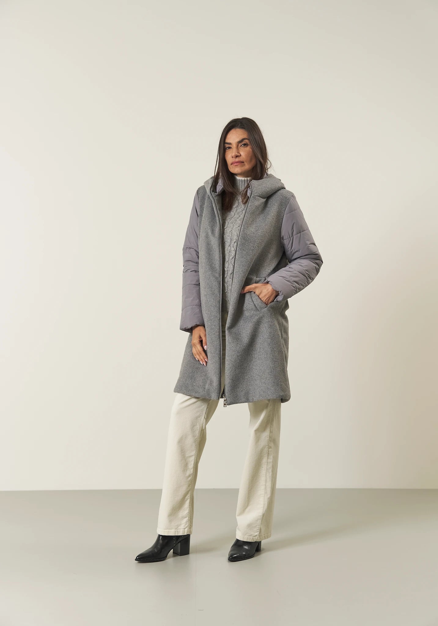 Dolcevita grigio chiaro treccia misto cashmere