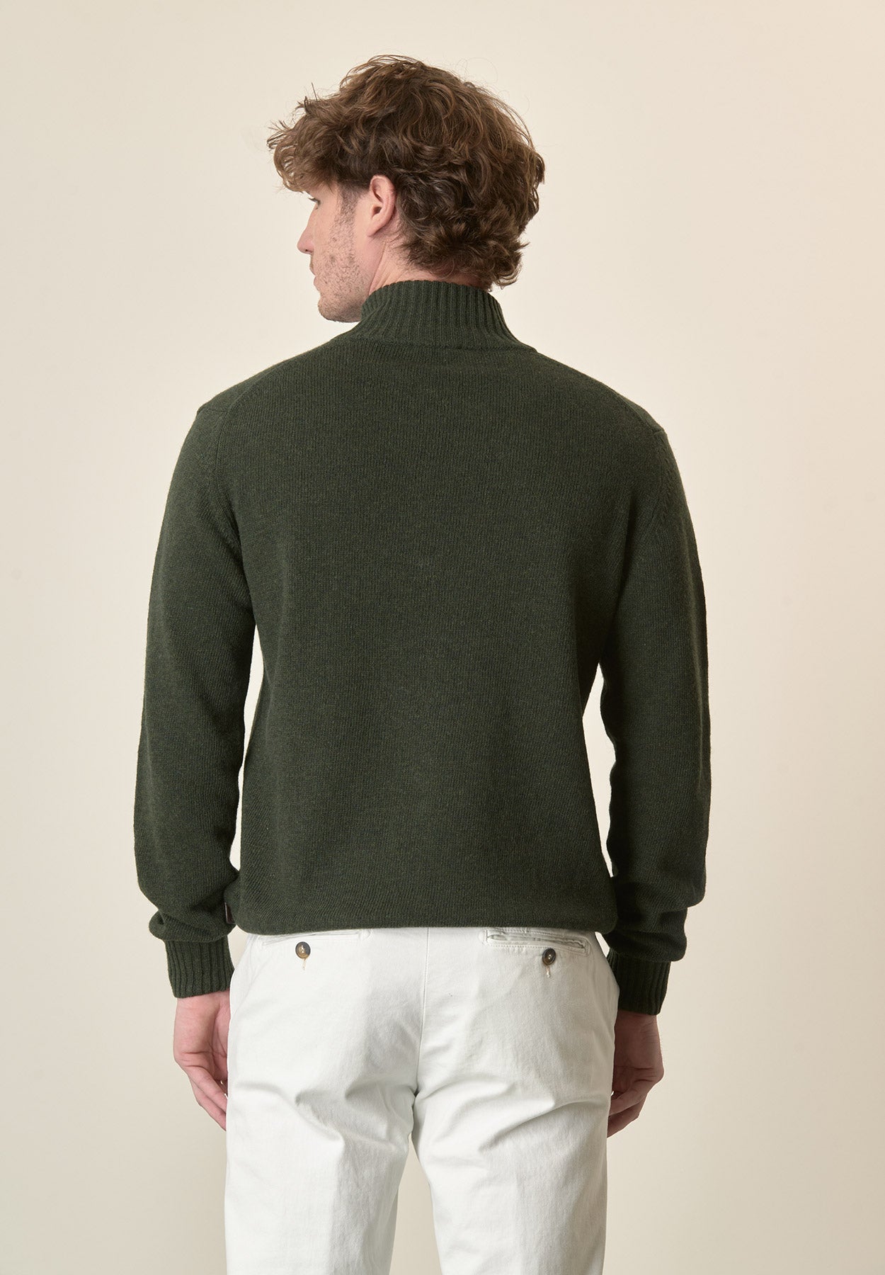Lupetto zip verde misto lana-Angelico