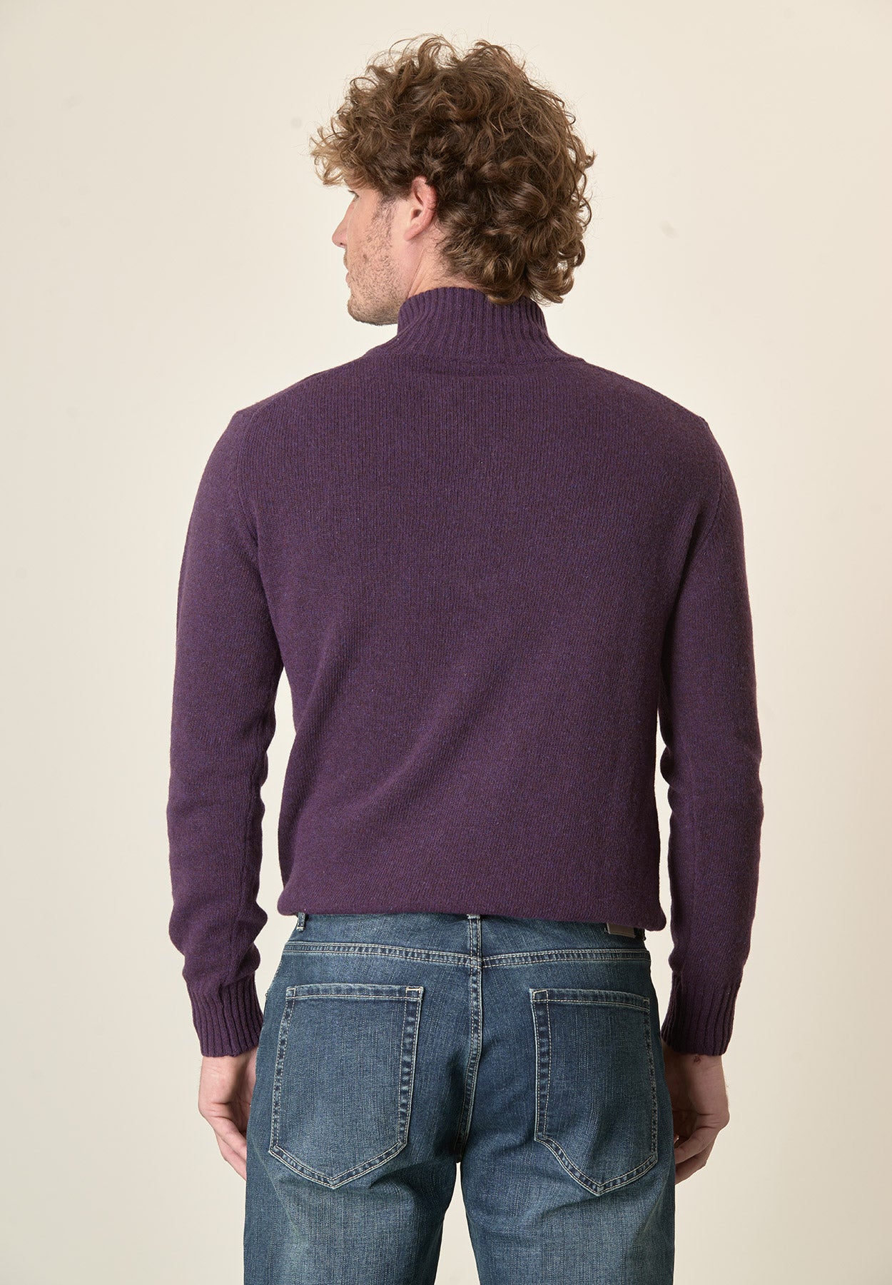 Lupetto zip viola misto lana-Angelico