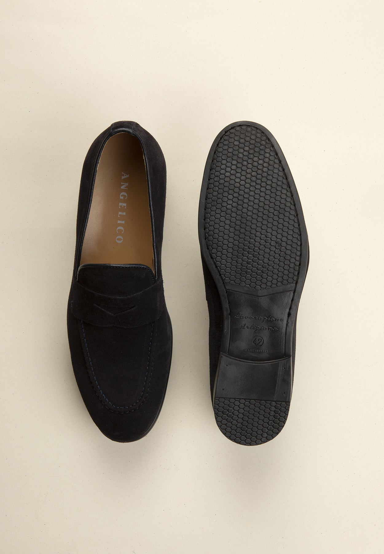 Blue suede moccasin