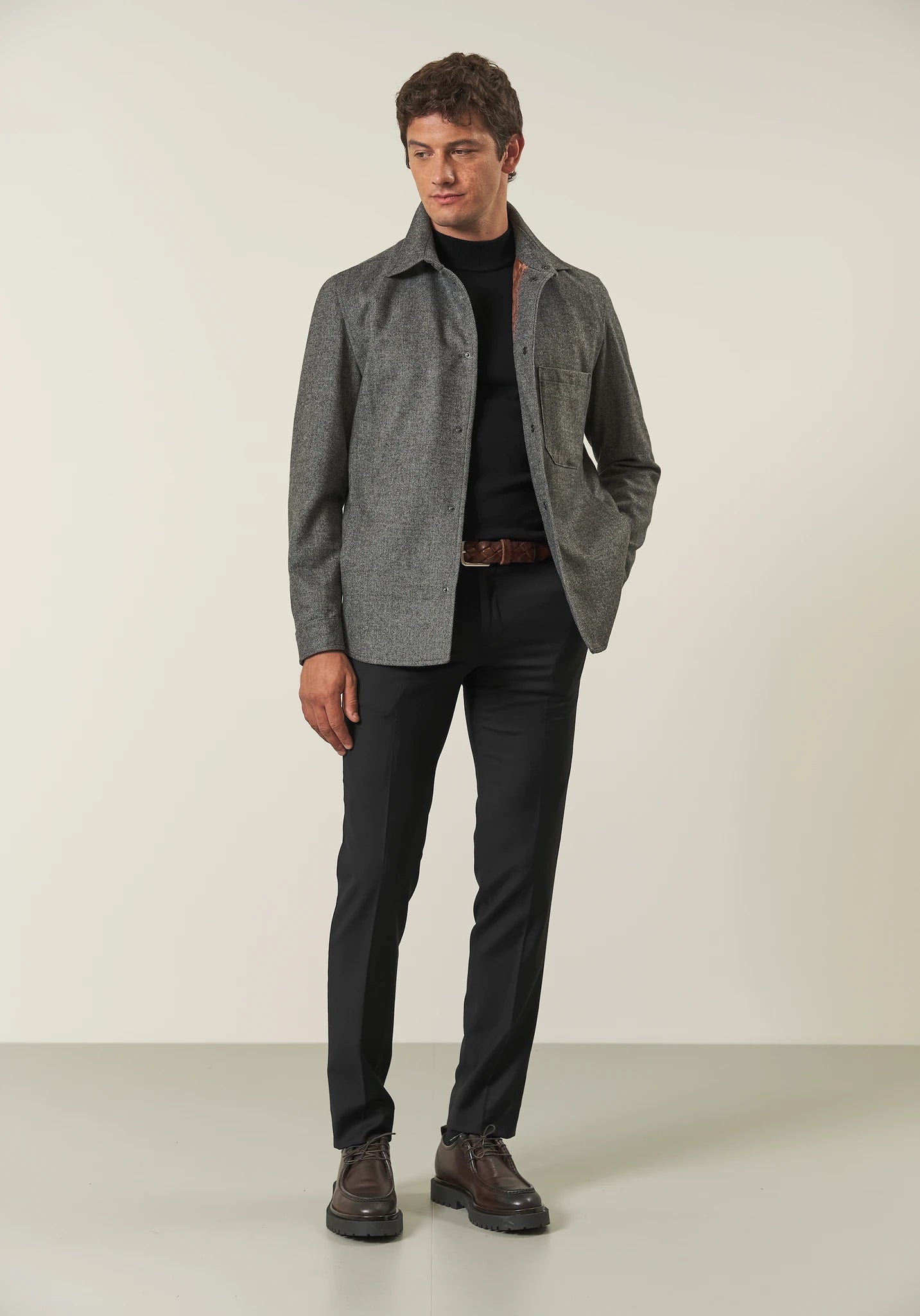 Over jacket nero grigio resca misto lana