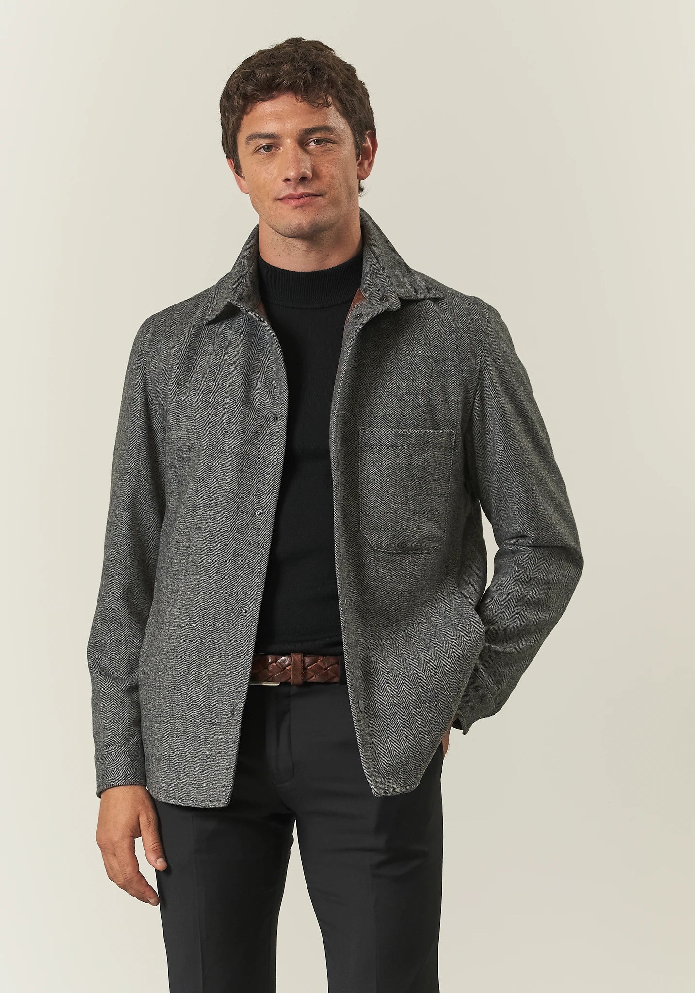 Over jacket nero grigio resca misto lana