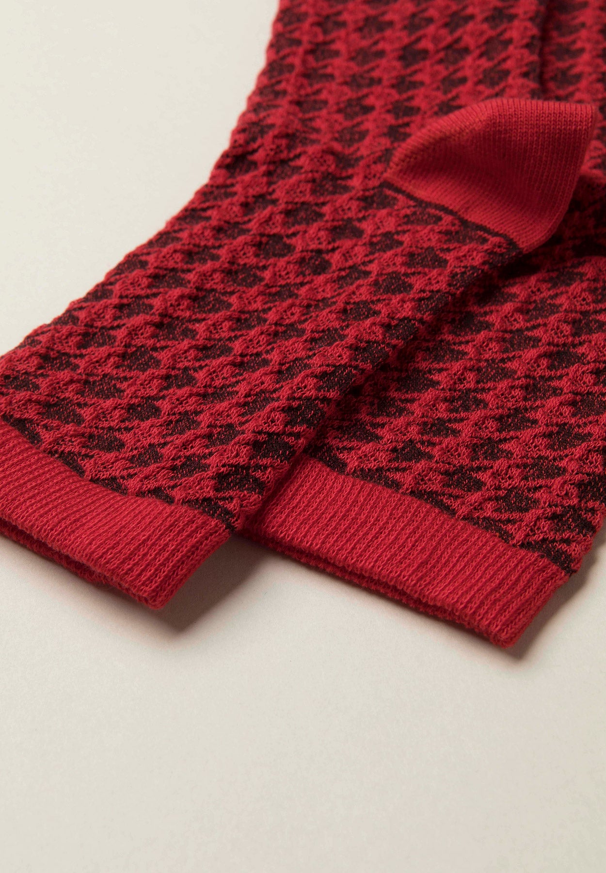 Calzini rossi Pied de Poule cotone stretch-Angelico