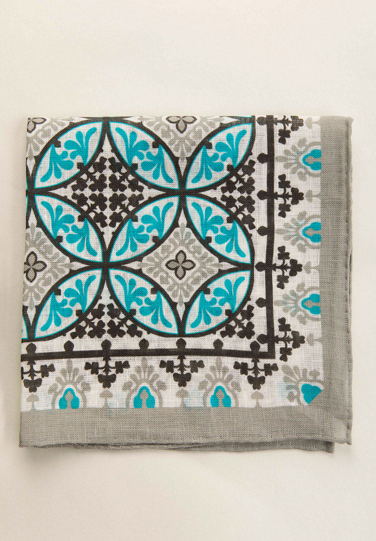 Pochette grigia turchese greche lino