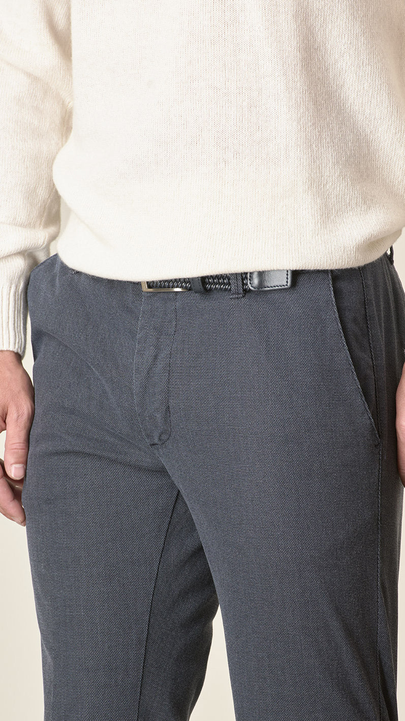 Pantalone blu armatura cotone stretch slim fit-Angelico