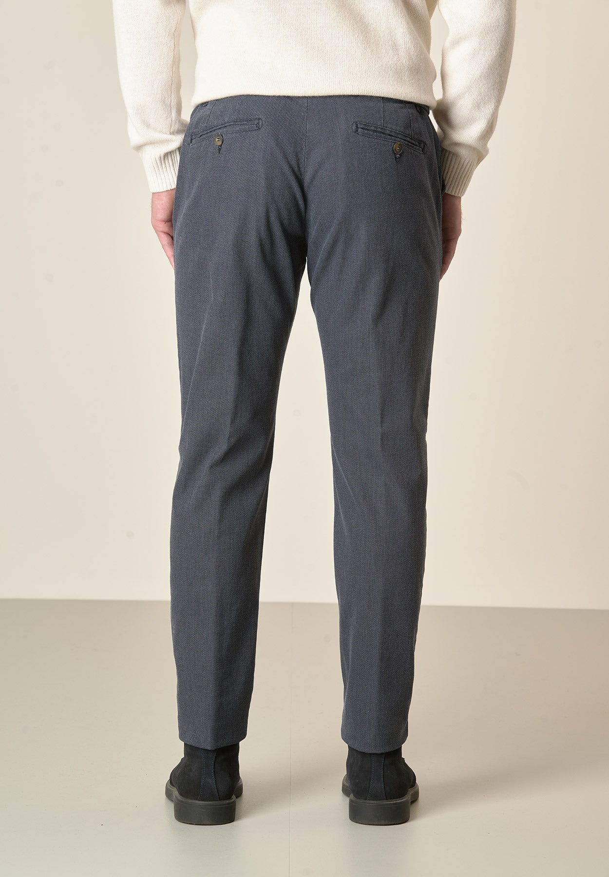 Pantalone blu armatura cotone stretch slim fit-Angelico